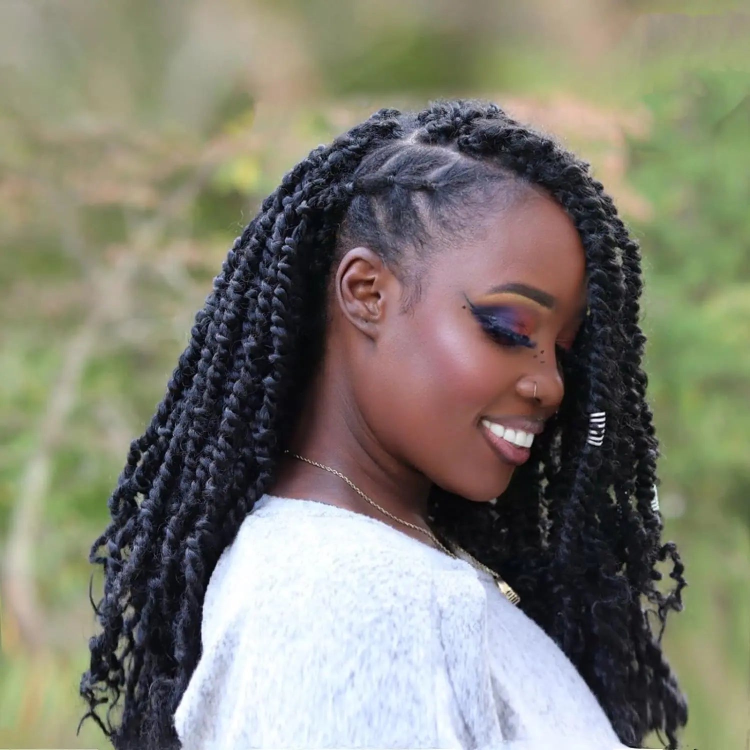 ( US ONLY) FAST SHIPPING NB | Toyotress® Tiana Passion Twist Hair - Pre-twisted Crochet Braids Natural Black, Pre-looped Synthetic Braiding Hair Extensions Toyotress
