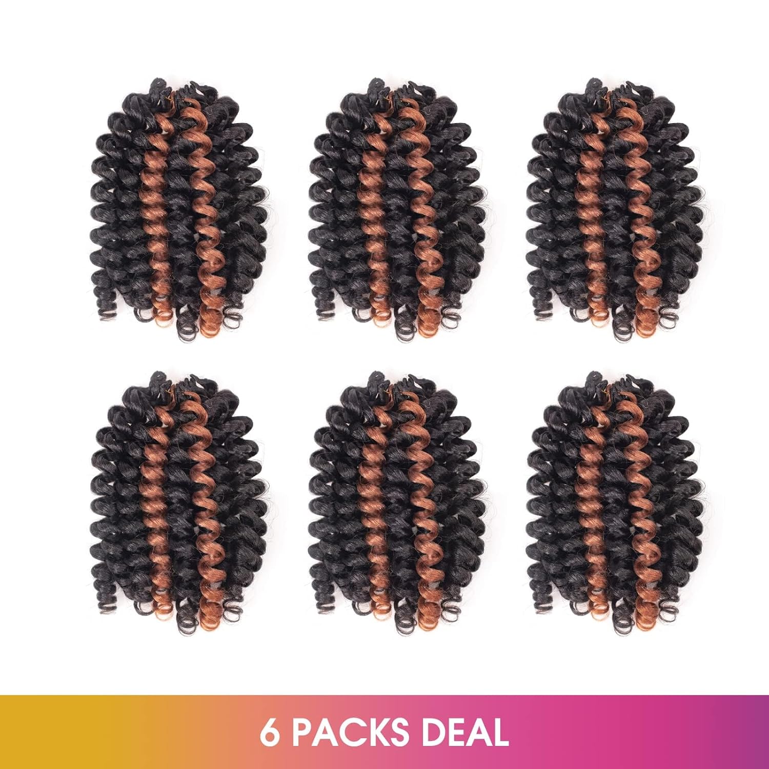 ( US ONLY) FAST SHIPPING WC | Toyotress Wand Curl Crochet Hair - 6 Packs Jet Black Jamaican Bounce Crochet Hair, Short Bob Curly Crochet Braids Bouncy Curls Synthetic Braiding Hair Extensions