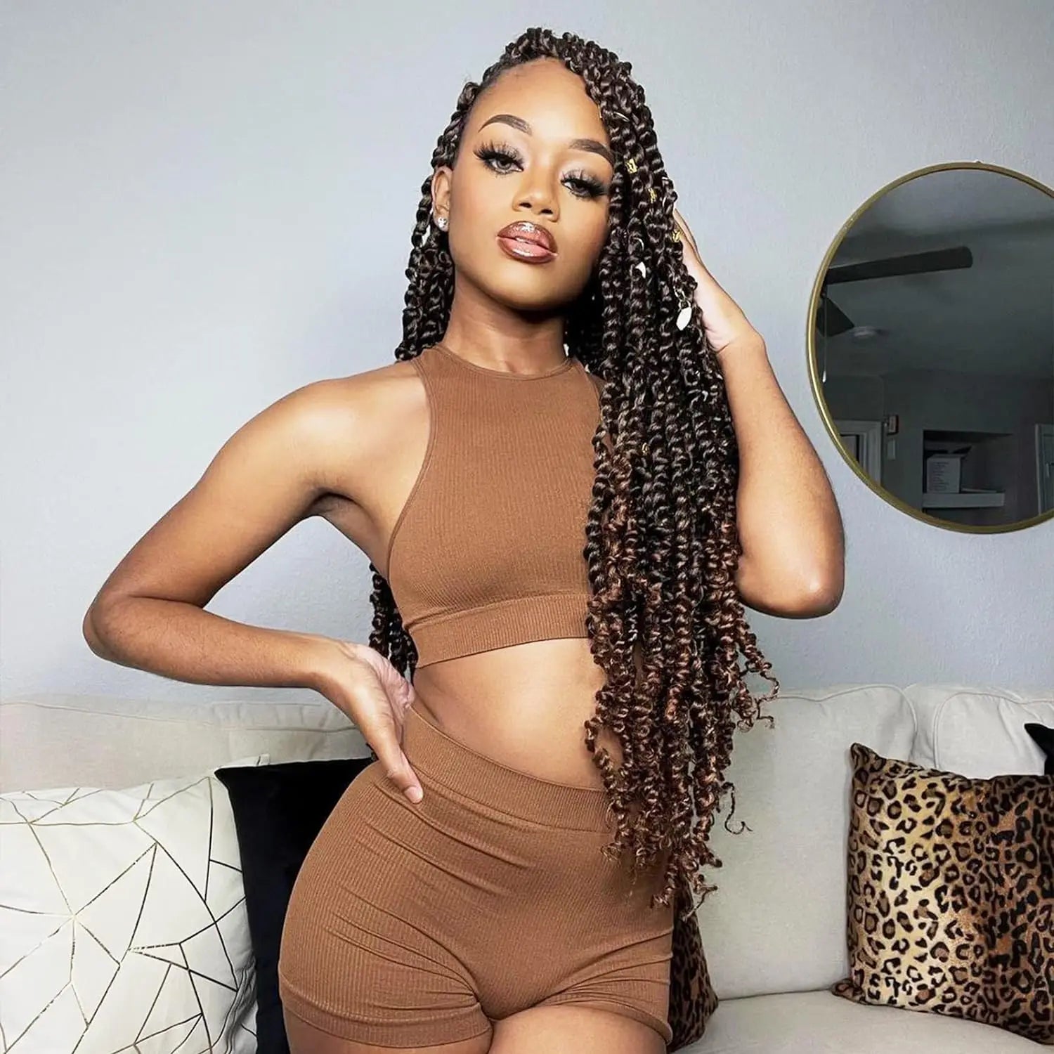 ( US ONLY) FAST SHIPPING NB | Toyotress® Tiana Passion Twist Hair - Pre-twisted Crochet Braids Natural Black, Pre-looped Synthetic Braiding Hair Extensions Toyotress