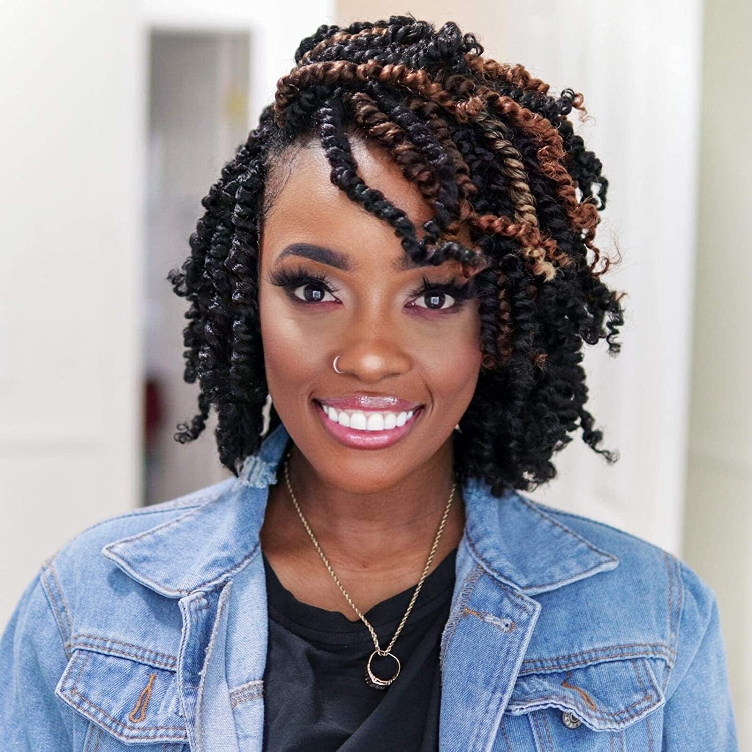 ( US ONLY) FAST SHIPPING NB | ToyoTress Tiana Passion Twist Hair - Pre-twisted Crochet Braids Natural Black, Pre-looped Synthetic Braiding Hair Extensions
