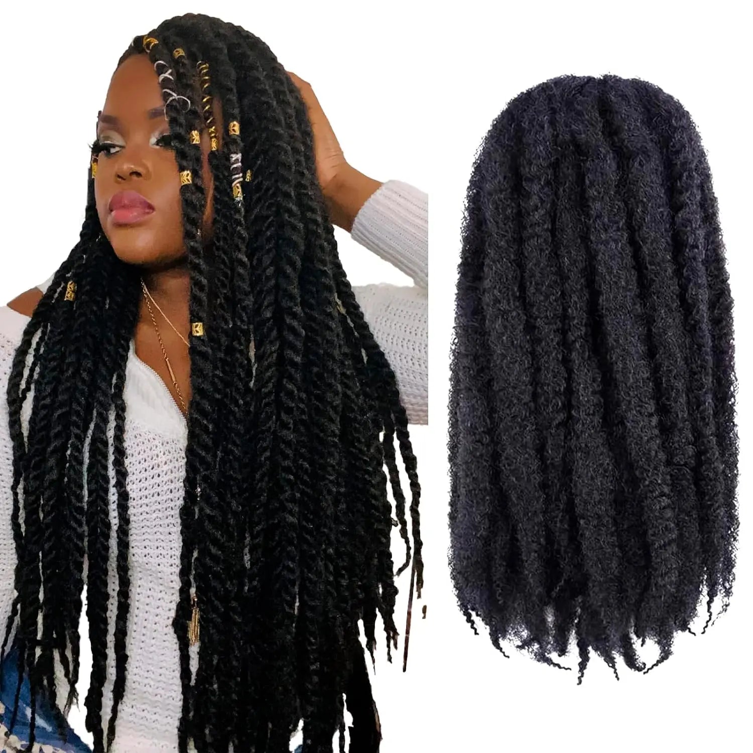 ( US ONLY) FAST SHIPPING Marley Hair | Toyotress® Marley Twist Hair - Short Black Marley Hair For Faux Locs, Afro Kinky Curly Marley Twist Braiding Hair Extensions Synthetic Toyotress