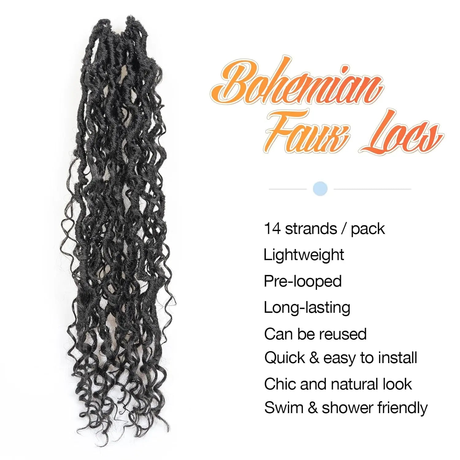 ( US ONLY) FAST SHIPPING GL | Toyotress® Curly Locs Crochet Hair - Natural Black Pre-twisted Faux Locs Crochet Braids, Short Pre-looped Synthetic Braiding Hair Extensions Toyotress