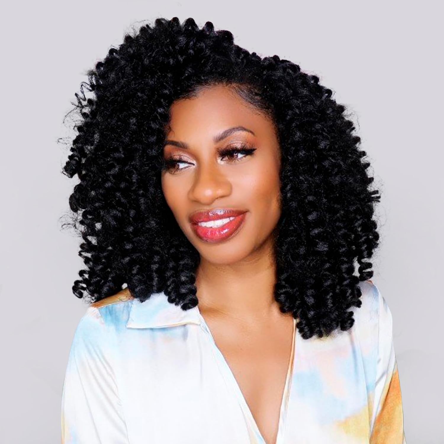 FAST SHIPPING 3-5 DAY WC | Toyotress Wand Curl Crochet Hair - 6 Inch 6 Packs Jet Black Jamaican Bounce Crochet Hair, Short Bob Curly Crochet Braids Bouncy Curls Synthetic Braiding Hair Extensions (6 Inch, 1-6P)