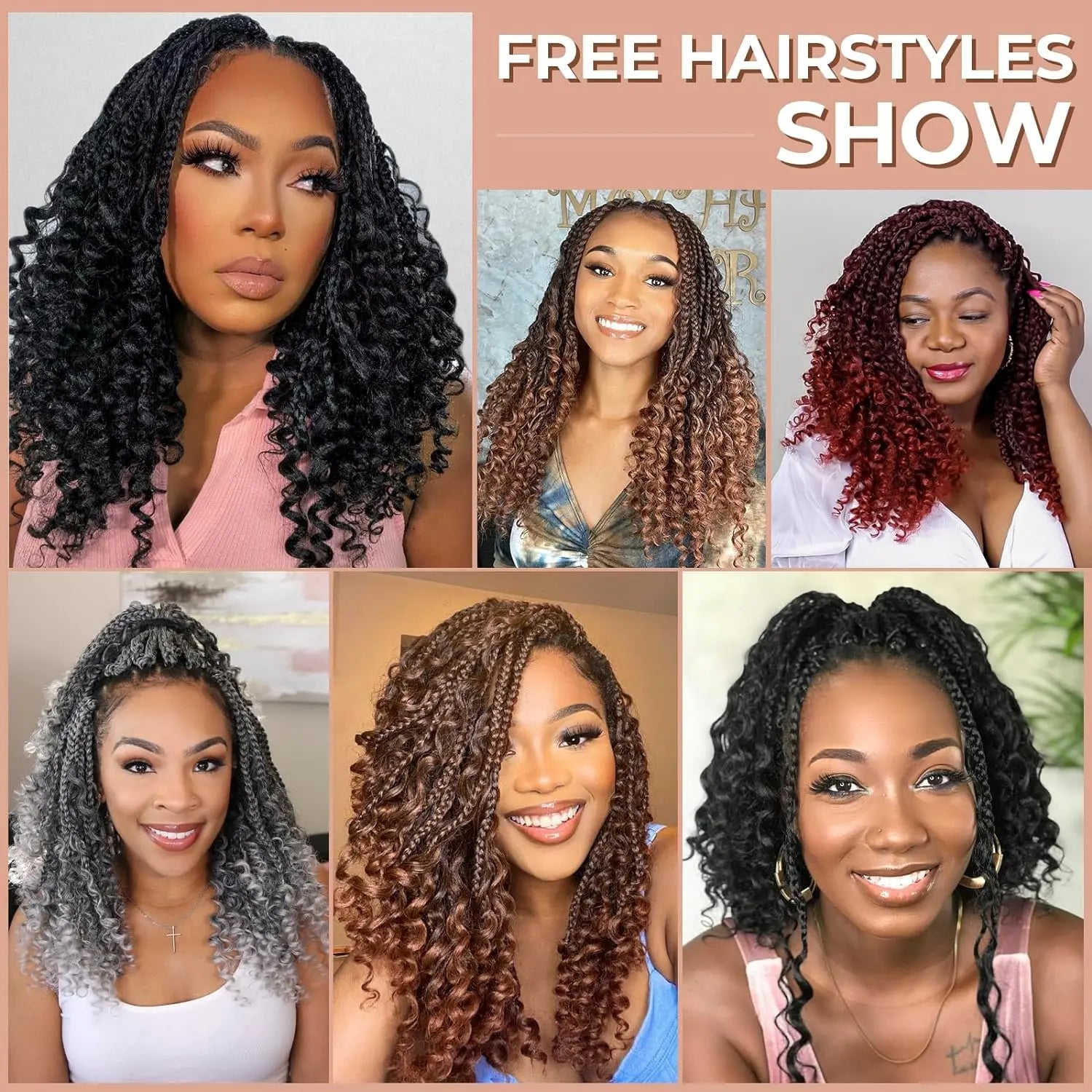 ( US ONLY) FAST SHIPPING GBB | Toyotress® Bohemian Box Braids Crochet Hair - 10 Inch 8 Packs Ombre Brown Blonde Box Braids Crochet Hair Curly End Crochet Braids, Short Pre-looped Synthetic Braidsing Hair Extensions Toyotress