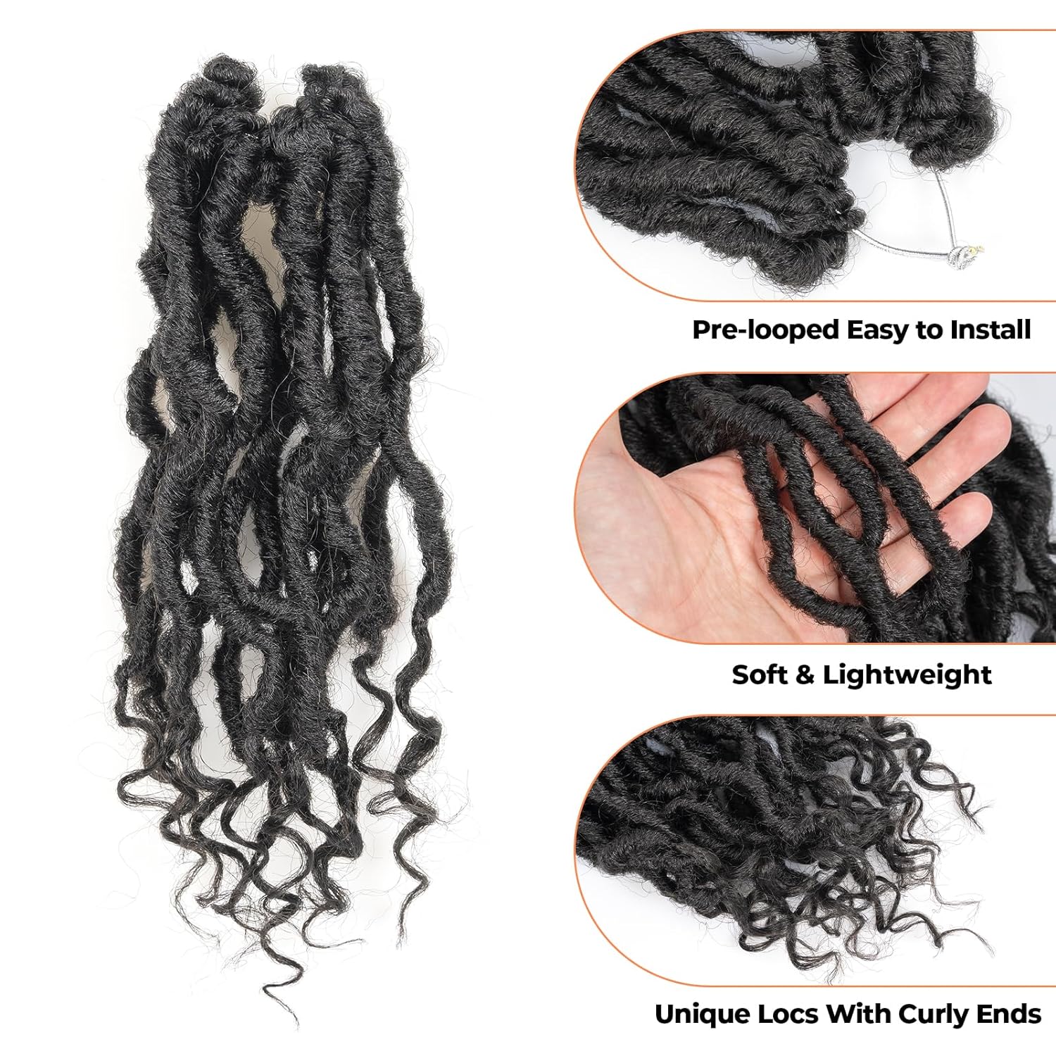 FAST SHIPPING 3-5 DAY PL | Toyotress Passion Faux Locs Crochet Hair - 8 Packs Natural Black Faux Locs Crochet Hair Curly Ends, Short Bob Curly Locs Braids Pre-Looped Synthetic Braiding Hair Extensions