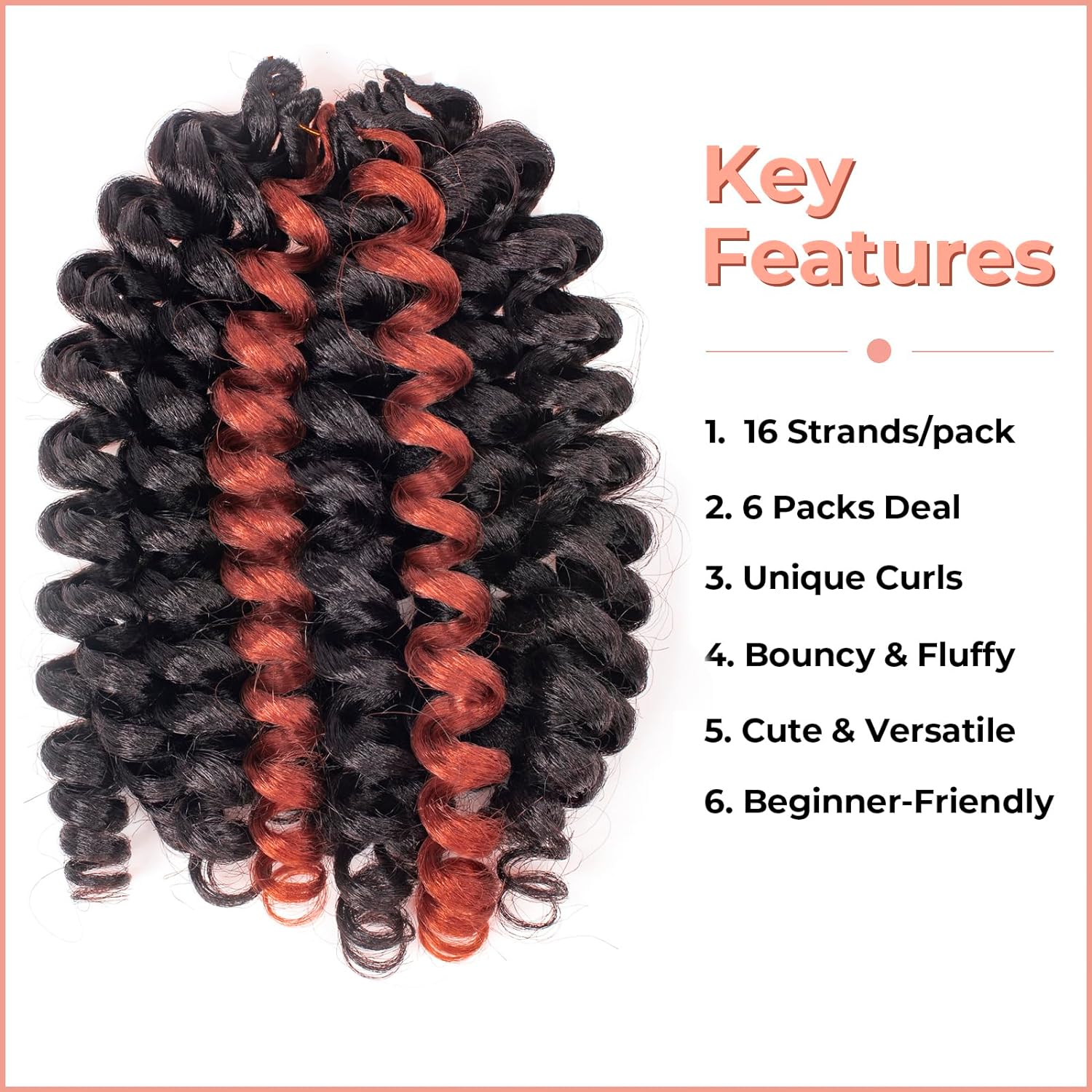 FAST SHIPPING 3-5 DAY WC | Toyotress Wand Curl Crochet Hair - 6 Inch 6 Packs Jet Black Jamaican Bounce Crochet Hair, Short Bob Curly Crochet Braids Bouncy Curls Synthetic Braiding Hair Extensions (6 Inch, 1-6P)