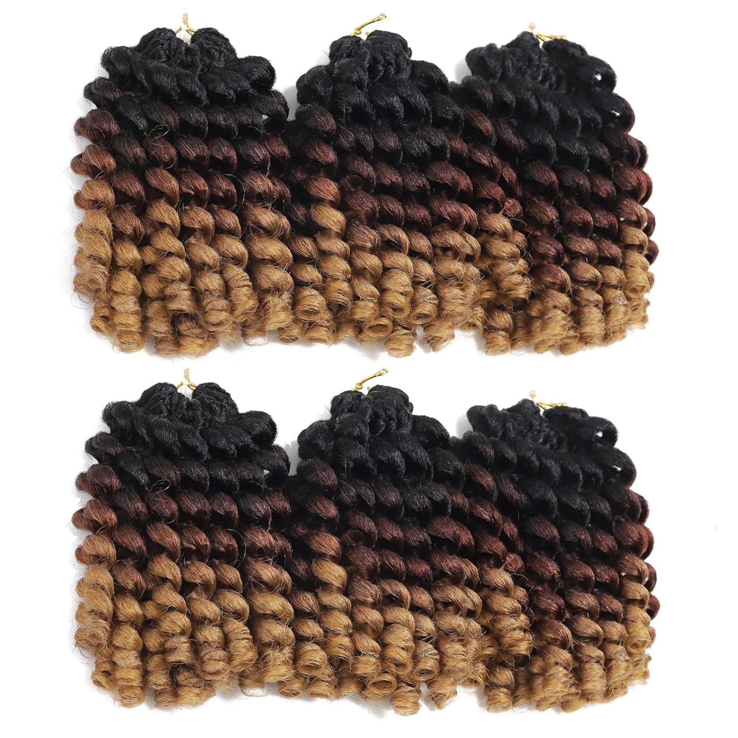 FAST SHIPPING 3-5 DAY WC | Toyotress Wand Curl Crochet Hair - 6 Inch 6 Packs Jet Black Jamaican Bounce Crochet Hair, Short Bob Curly Crochet Braids Bouncy Curls Synthetic Braiding Hair Extensions (6 Inch, 1-6P)