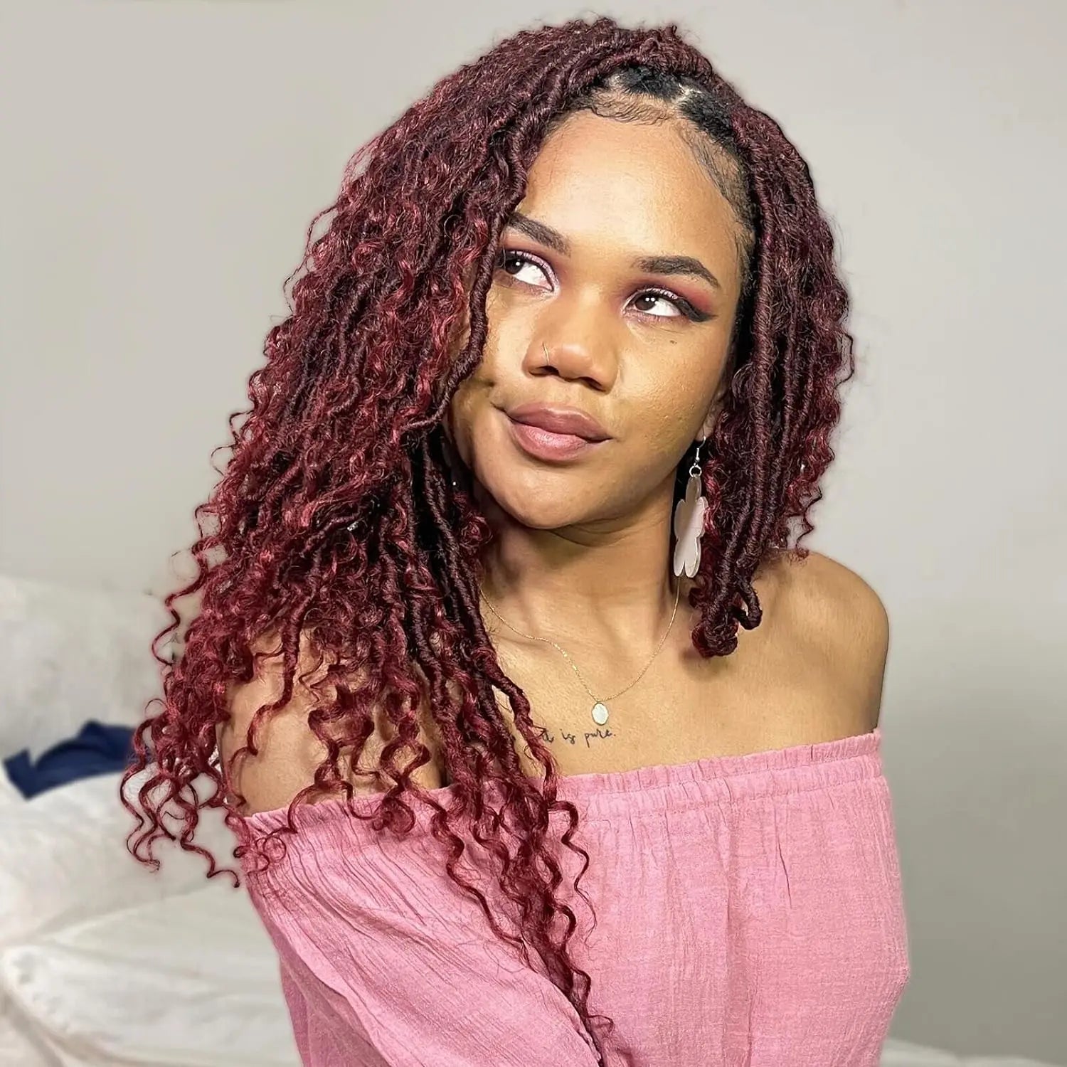 ( US ONLY) FAST SHIPPING GL | Toyotress® Curly Locs Crochet Hair - Natural Black Pre-twisted Faux Locs Crochet Braids, Short Pre-looped Synthetic Braiding Hair Extensions Toyotress