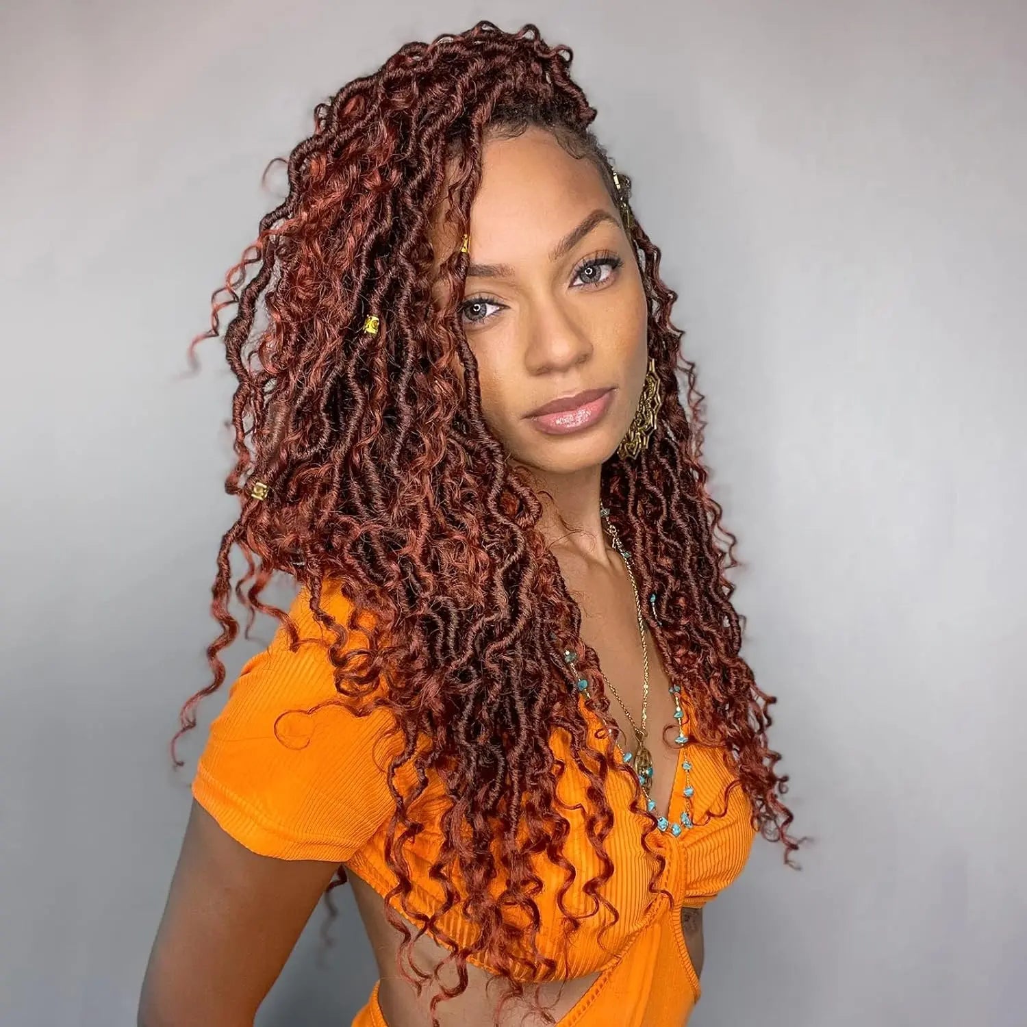 ( US ONLY) FAST SHIPPING GL | Toyotress® Curly Locs Crochet Hair - Natural Black Pre-twisted Faux Locs Crochet Braids, Short Pre-looped Synthetic Braiding Hair Extensions Toyotress
