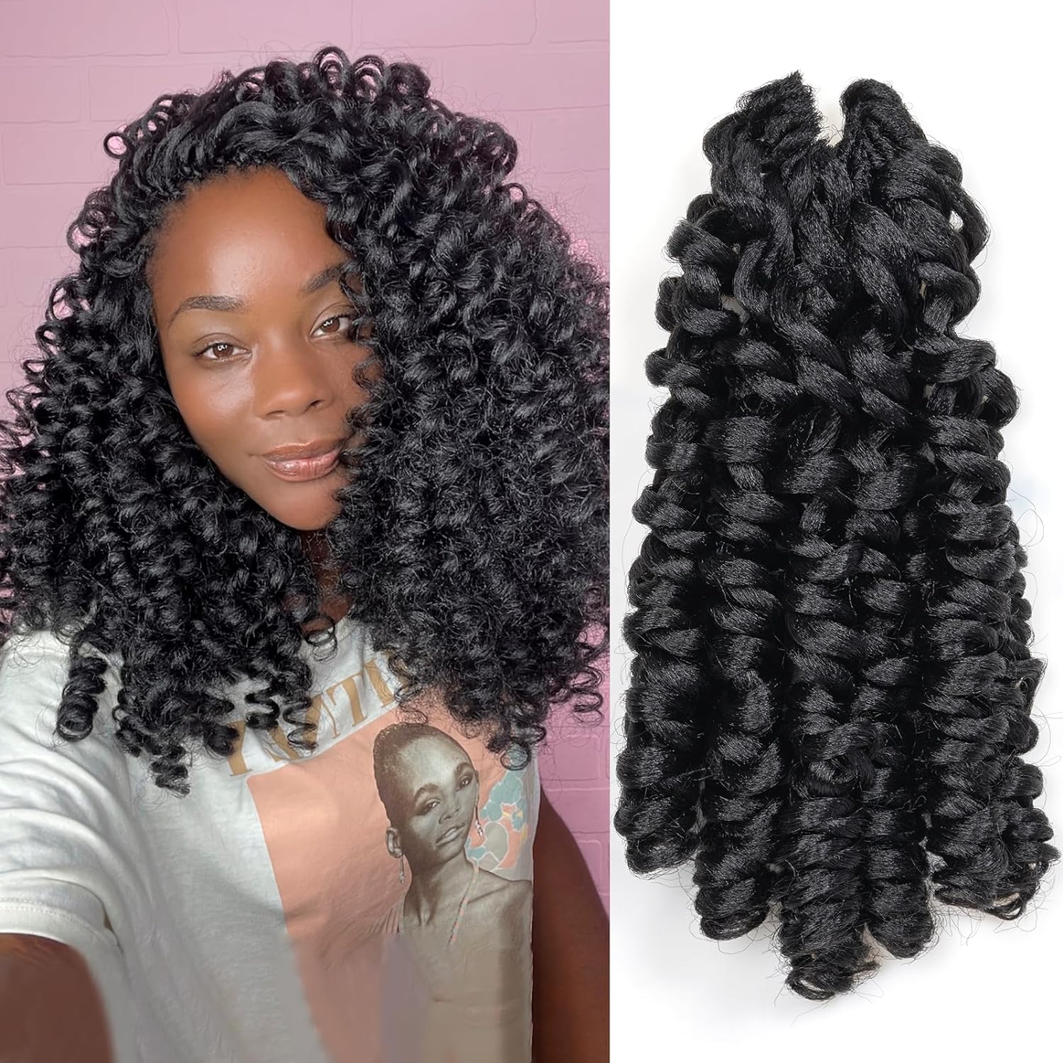 FAST SHIPPING 3-5 DAY WC | Toyotress Wand Curl Crochet Hair - 6 Inch 6 Packs Jet Black Jamaican Bounce Crochet Hair, Short Bob Curly Crochet Braids Bouncy Curls Synthetic Braiding Hair Extensions (6 Inch, 1-6P)