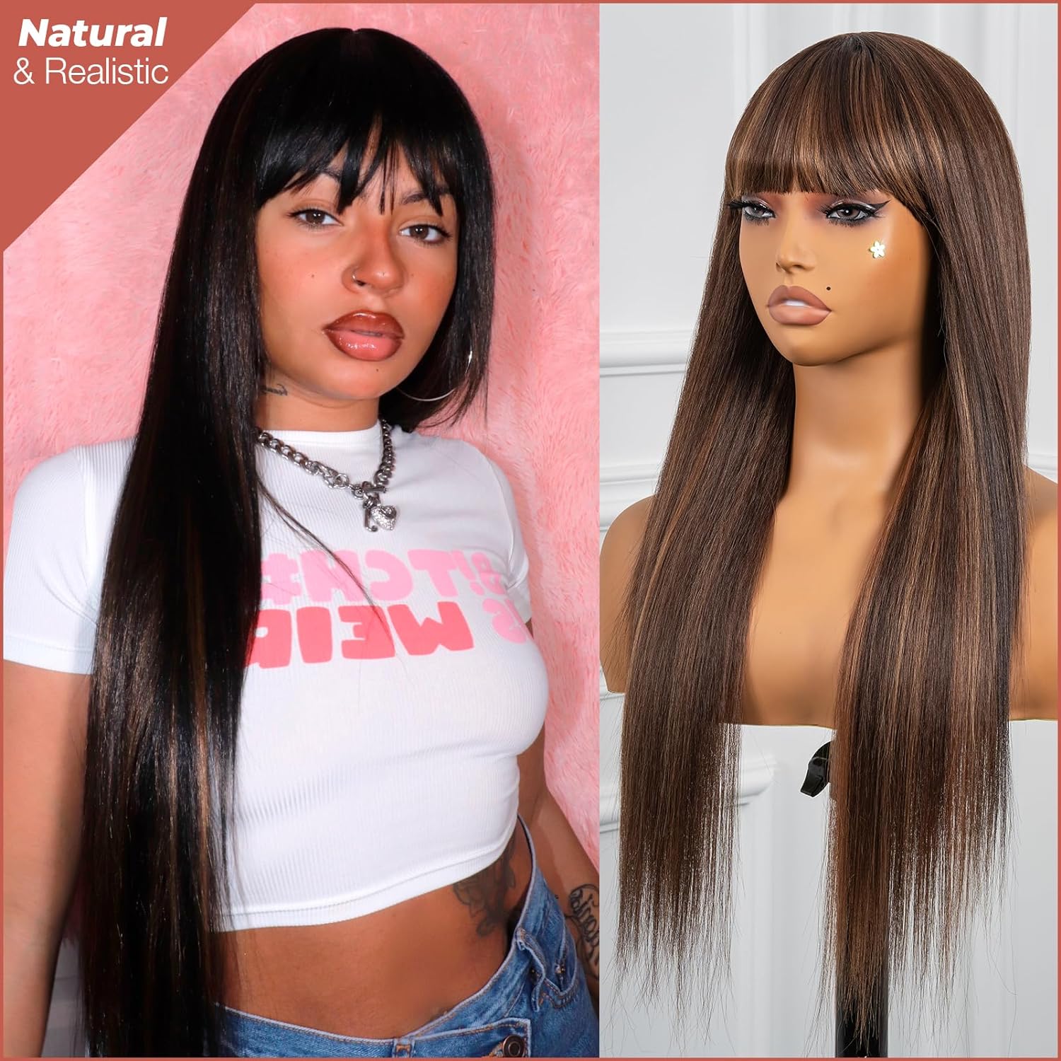 FAST SHIPPING 3-5 DAY Airy Wig | ToyoTress Airy Short Straight Bob Lace Front Wigs - Natural Black Middle Part Wigs For Women, Light Yaki Synthetic Pre-plucked Glueless Wig Heat Resistant For Daily Party