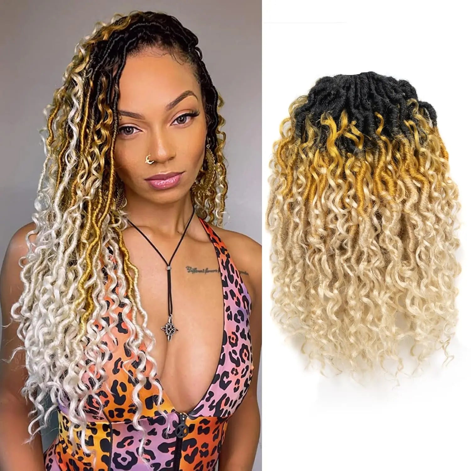( US ONLY) FAST SHIPPING GL | Toyotress® Curly Locs Crochet Hair - Natural Black Pre-twisted Faux Locs Crochet Braids, Short Pre-looped Synthetic Braiding Hair Extensions Toyotress