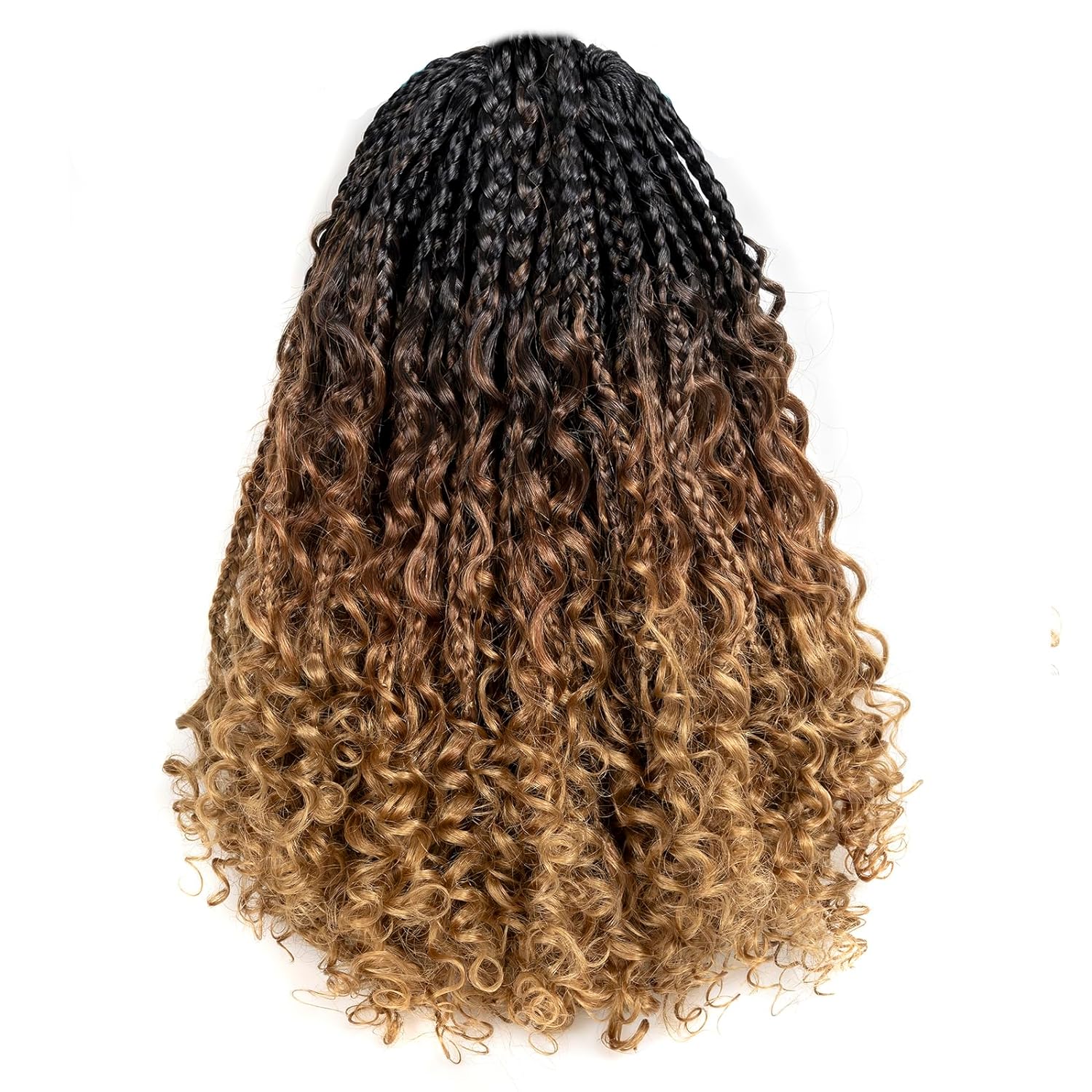 FAST SHIPPING 3-5 DAY GBB | ToyoTress Bohemian Box Braids Crochet Hair - 10 Inch 8 Packs Ombre Brown Blonde Box Braids Crochet Hair Curly End Crochet Braids, Short Pre-looped Synthetic Braidsing Hair Extensions