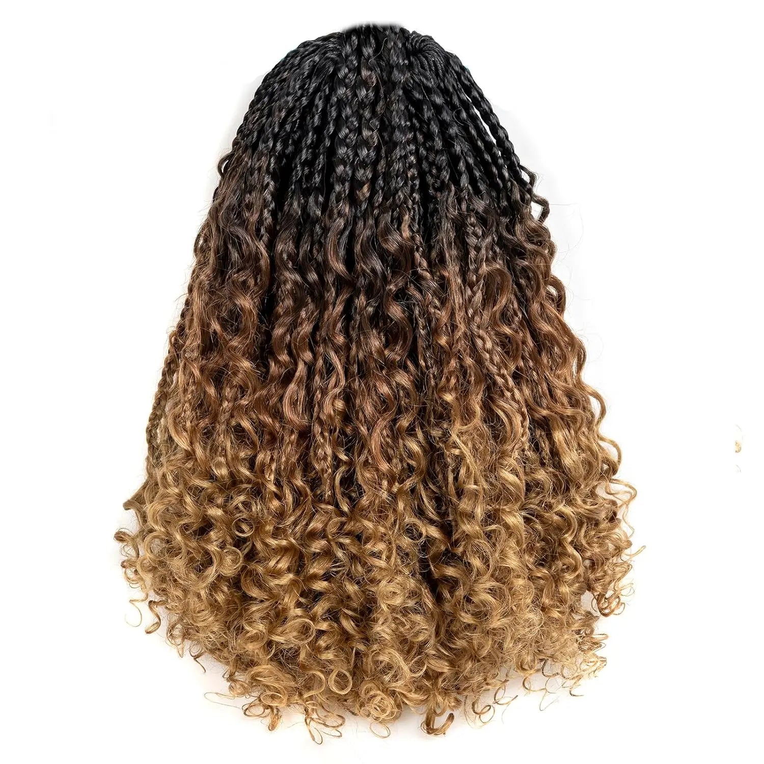 ( US ONLY) FAST SHIPPING GBB | Toyotress® Bohemian Box Braids Crochet Hair - 10 Inch 8 Packs Ombre Brown Blonde Box Braids Crochet Hair Curly End Crochet Braids, Short Pre-looped Synthetic Braidsing Hair Extensions Toyotress