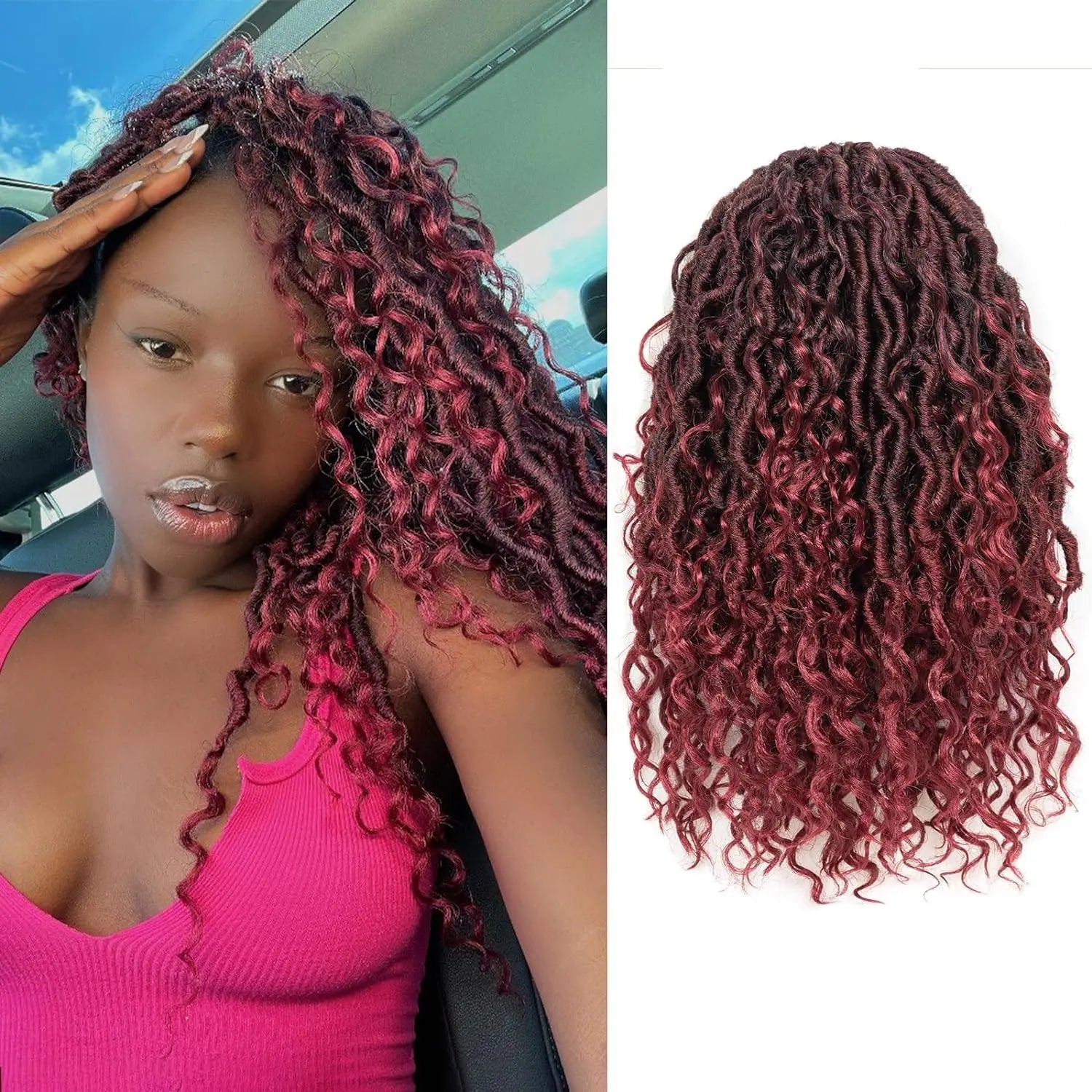 ( US ONLY) FAST SHIPPING GL | Toyotress® Curly Locs Crochet Hair - Natural Black Pre-twisted Faux Locs Crochet Braids, Short Pre-looped Synthetic Braiding Hair Extensions Toyotress