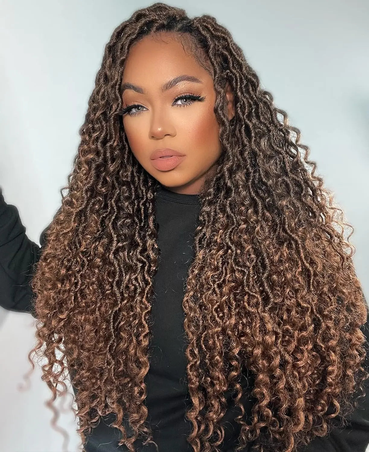 ( US ONLY) FAST SHIPPING GL | Toyotress® Curly Locs Crochet Hair - Natural Black Pre-twisted Faux Locs Crochet Braids, Short Pre-looped Synthetic Braiding Hair Extensions Toyotress