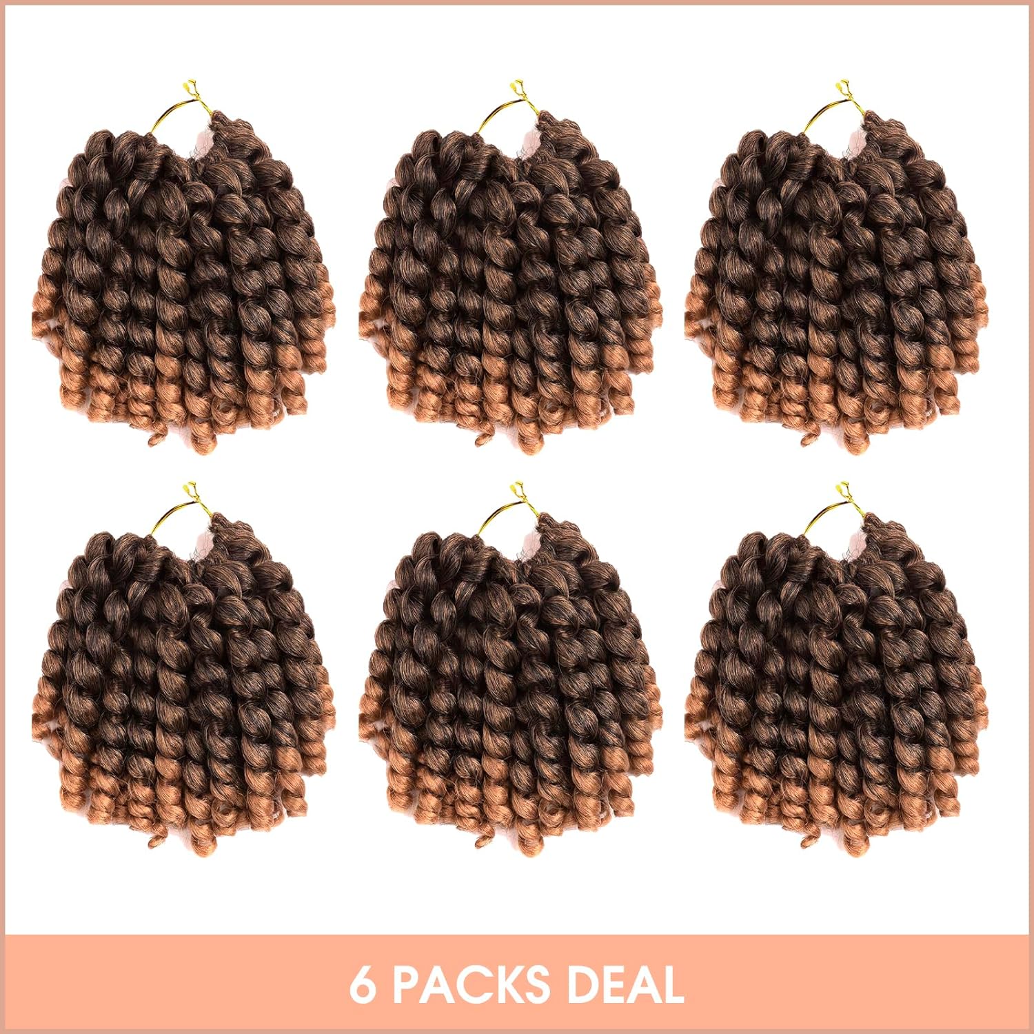( US ONLY) FAST SHIPPING WC | Toyotress Wand Curl Crochet Hair - 6 Packs Jet Black Jamaican Bounce Crochet Hair, Short Bob Curly Crochet Braids Bouncy Curls Synthetic Braiding Hair Extensions