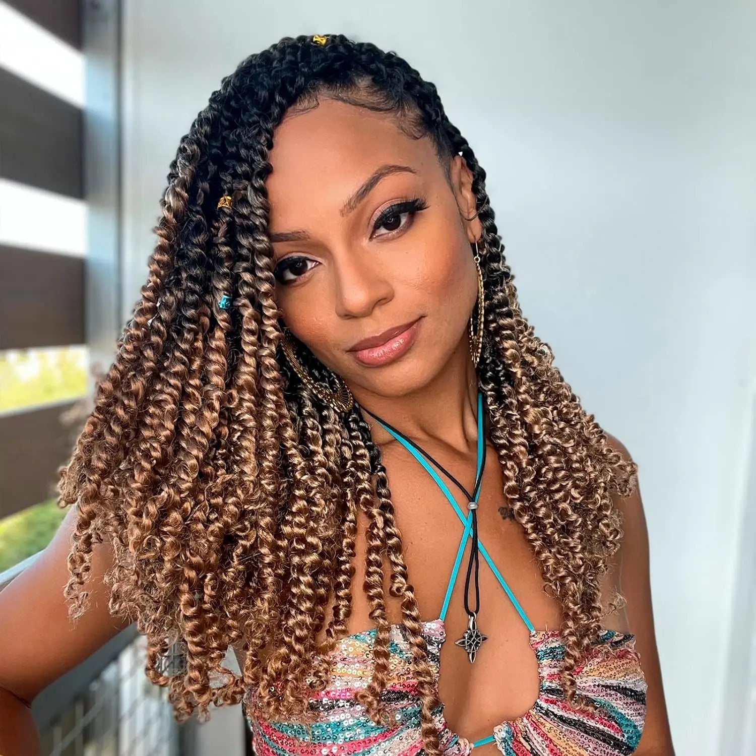 ( US ONLY) FAST SHIPPING NB | Toyotress® Tiana Passion Twist Hair - Pre-twisted Crochet Braids Natural Black, Pre-looped Synthetic Braiding Hair Extensions Toyotress