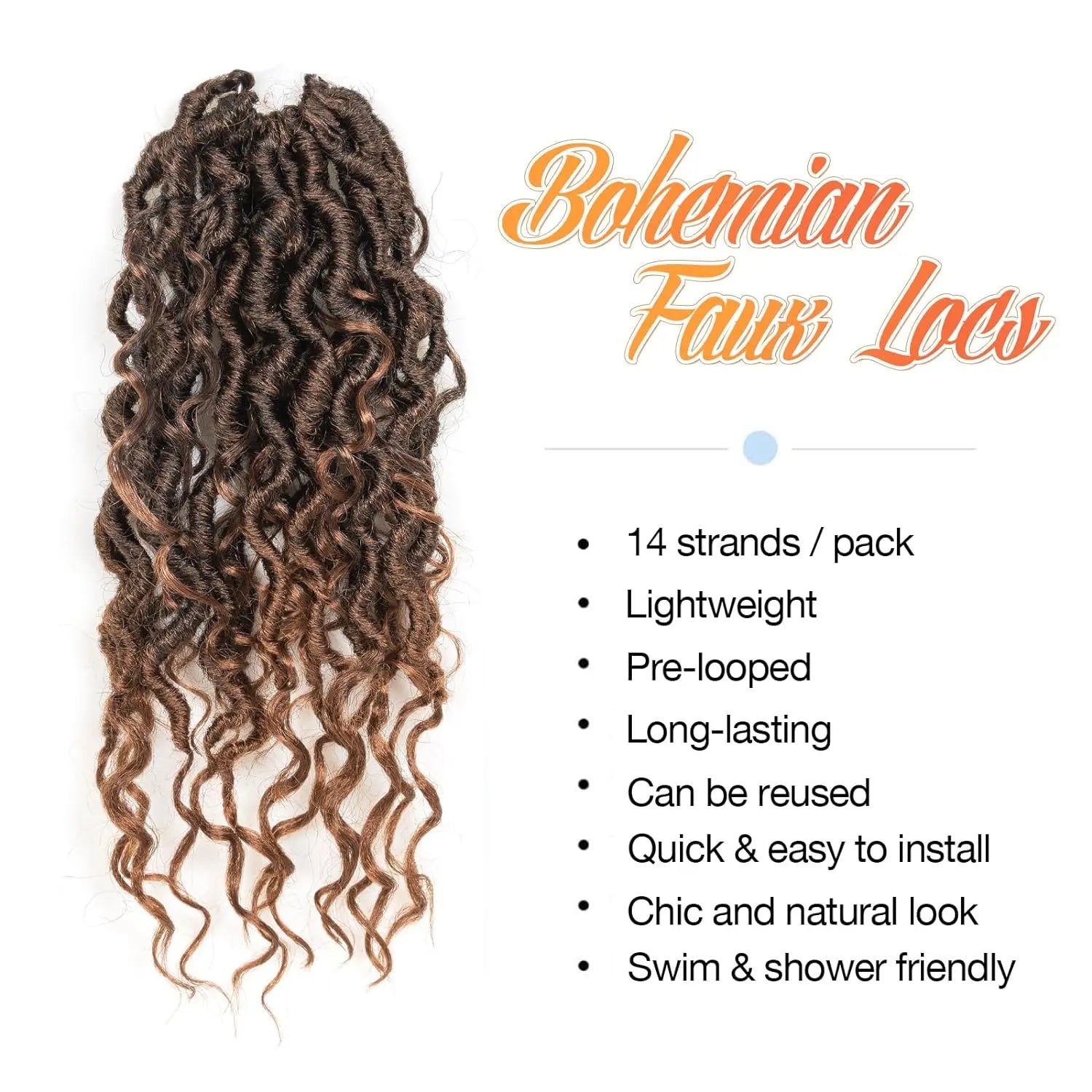 ( US ONLY) FAST SHIPPING GL | Toyotress® Curly Locs Crochet Hair - Natural Black Pre-twisted Faux Locs Crochet Braids, Short Pre-looped Synthetic Braiding Hair Extensions Toyotress