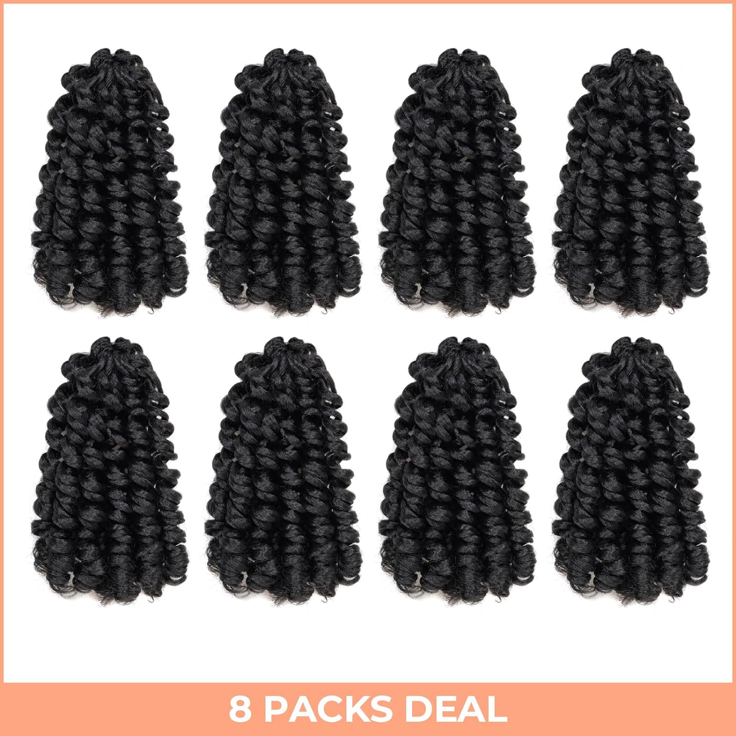 ( US ONLY) FAST SHIPPING WC | Toyotress Wand Curl Crochet Hair - 6 Packs Jet Black Jamaican Bounce Crochet Hair, Short Bob Curly Crochet Braids Bouncy Curls Synthetic Braiding Hair Extensions