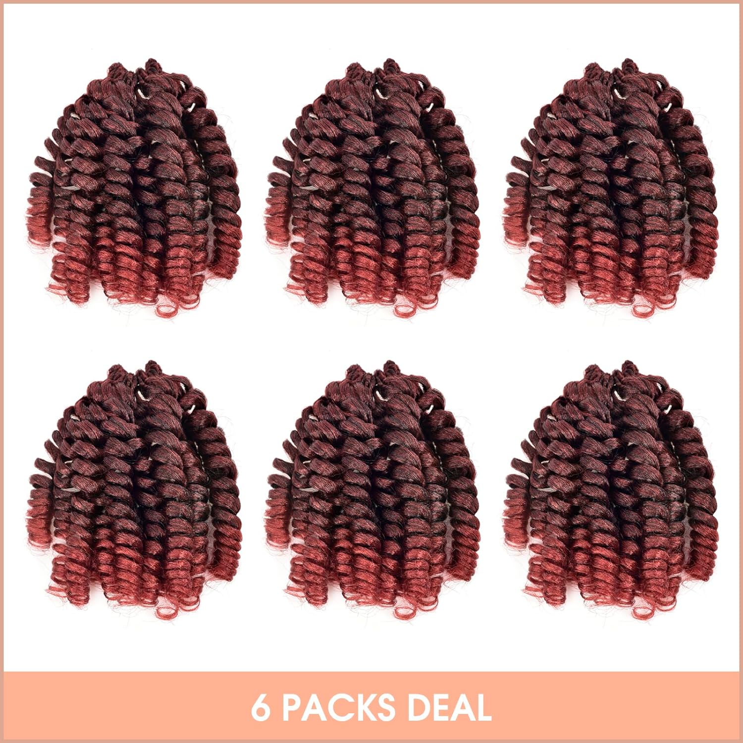 FAST SHIPPING 3-5 DAY WC | Toyotress Wand Curl Crochet Hair - 6 Inch 6 Packs Jet Black Jamaican Bounce Crochet Hair, Short Bob Curly Crochet Braids Bouncy Curls Synthetic Braiding Hair Extensions (6 Inch, 1-6P)