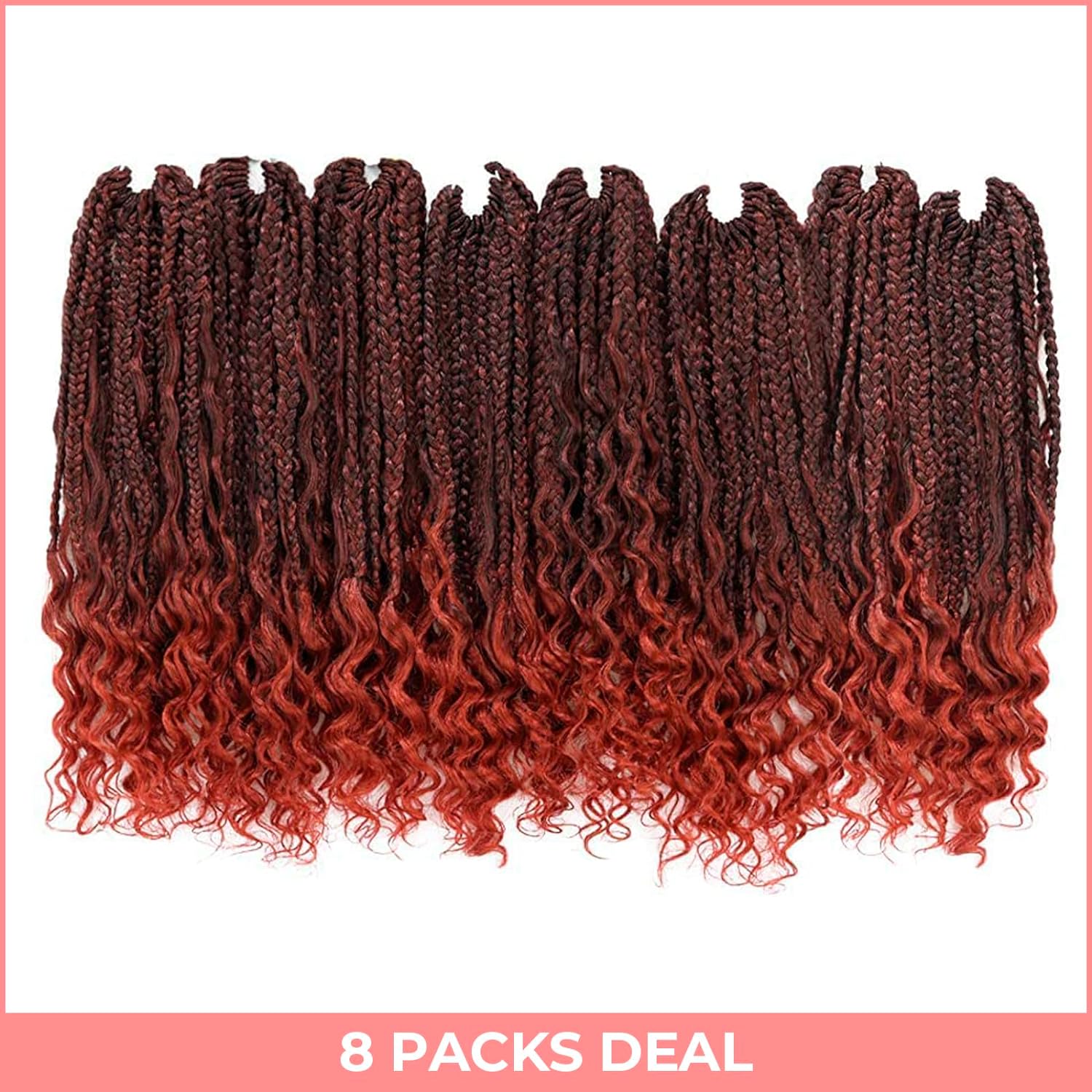 FAST SHIPPING 3-5 DAY GBB | ToyoTress Bohemian Box Braids Crochet Hair - 10 Inch 8 Packs Ombre Brown Blonde Box Braids Crochet Hair Curly End Crochet Braids, Short Pre-looped Synthetic Braidsing Hair Extensions