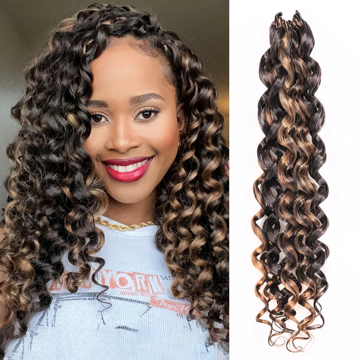 ( US ONLY) FAST SHIPPING BC | Toyotress® Freetress Beach Curl Crochet Hair Gogo Curl Jamaican Bounce Wavy Curly Pre-Looped Synthetic Hair Extensions Toyotress