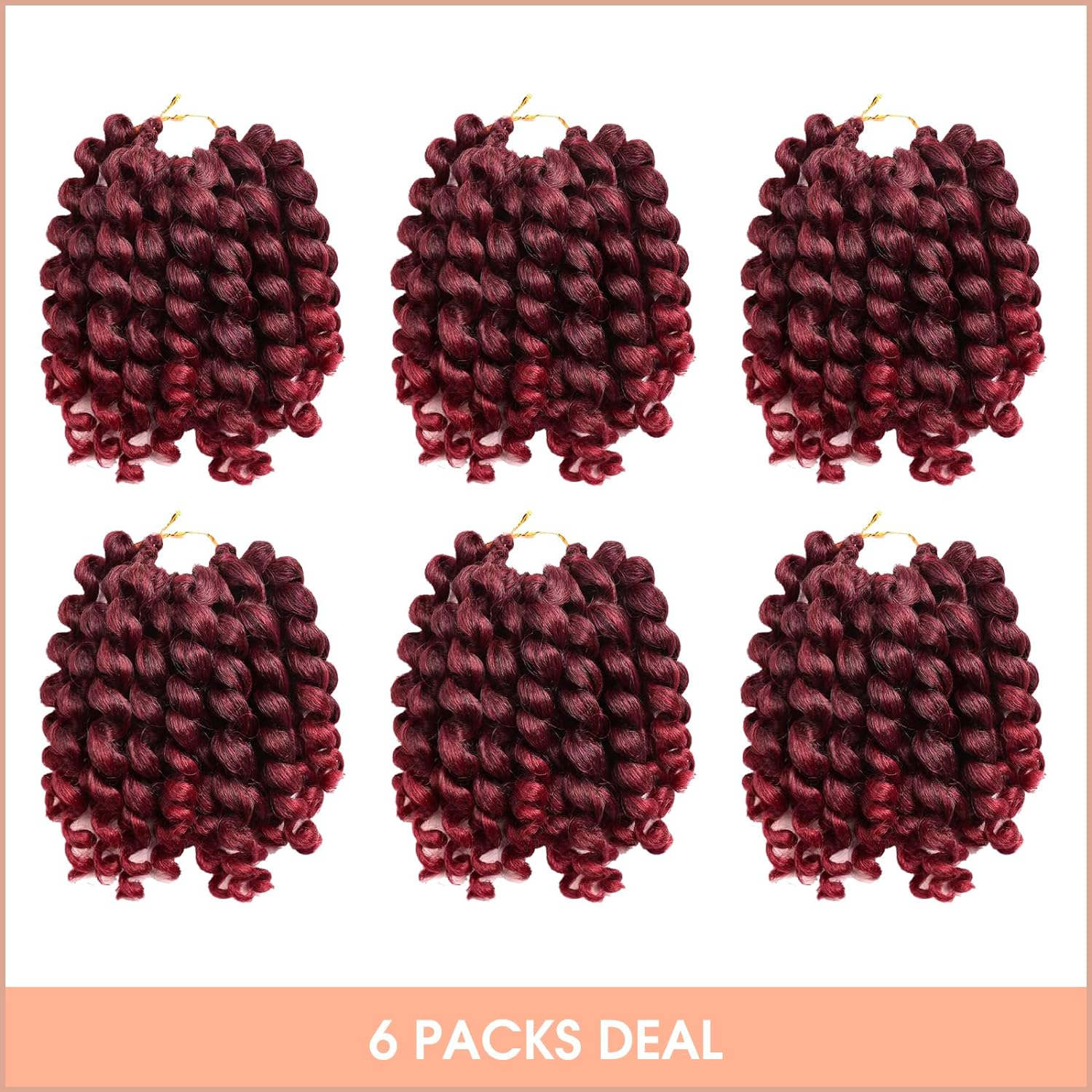 ( US ONLY) FAST SHIPPING WC | Toyotress Wand Curl Crochet Hair - 6 Packs Jet Black Jamaican Bounce Crochet Hair, Short Bob Curly Crochet Braids Bouncy Curls Synthetic Braiding Hair Extensions