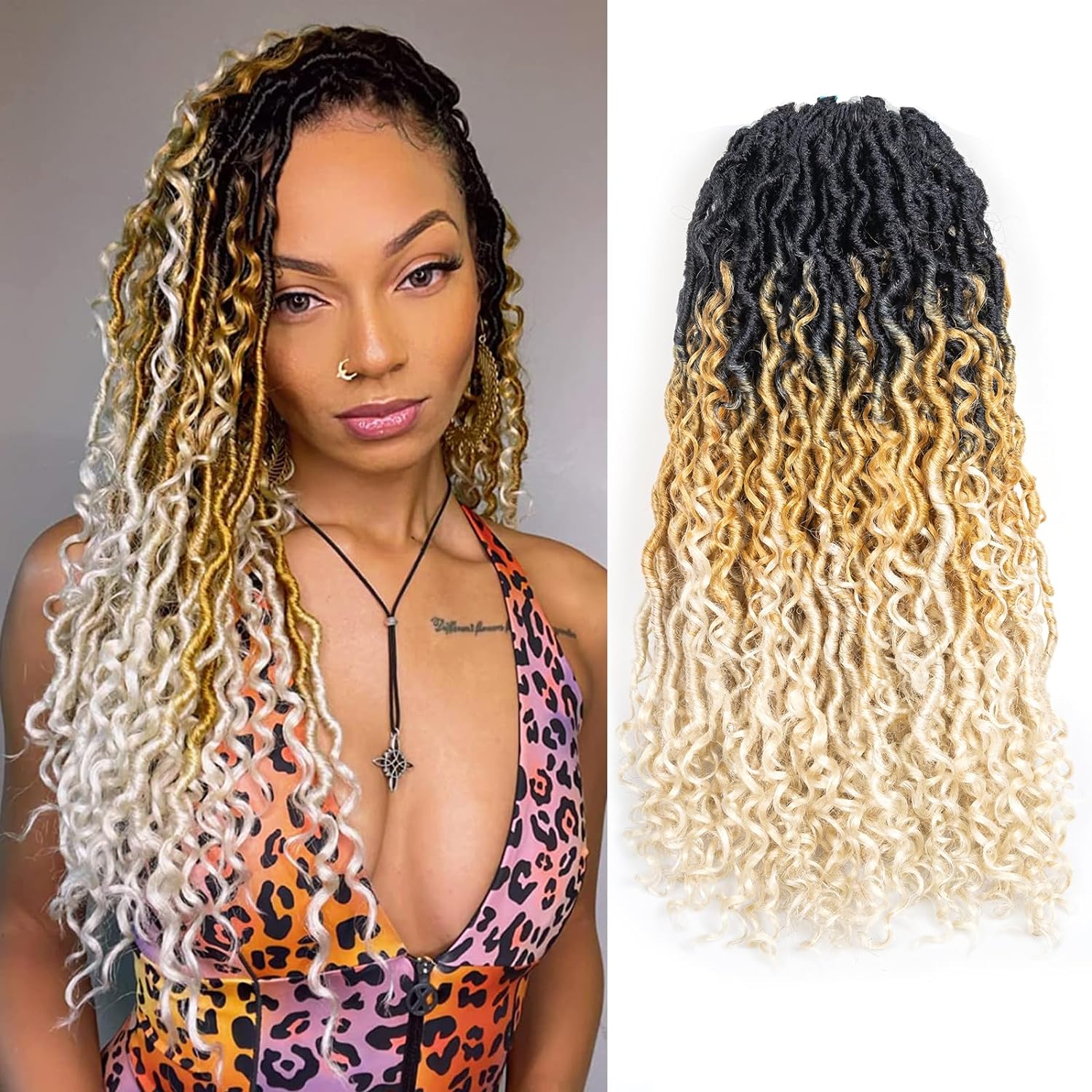 FAST SHIPPING 3-5 DAY GL | ToyoTress Curly Locs Crochet Hair - Natural Black Pre-twisted Faux Locs Crochet Braids, Short Pre-looped Synthetic Braiding Hair Extensions