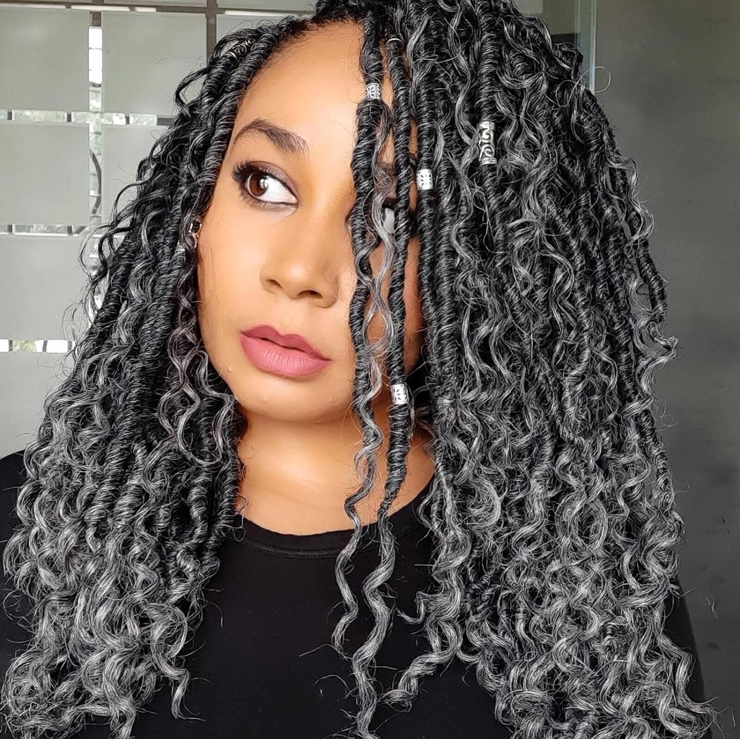 ( US ONLY) FAST SHIPPING GL | ToyoTress Curly Locs Crochet Hair - Natural Black Pre-twisted Faux Locs Crochet Braids, Short Pre-looped Synthetic Braiding Hair Extensions