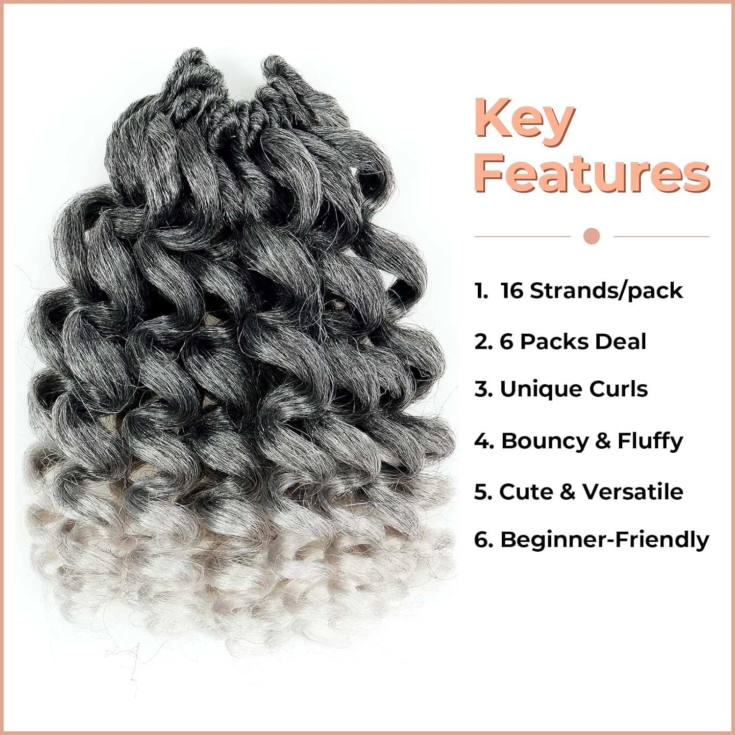 FAST SHIPPING 3-5 DAY WC | Toyotress Wand Curl Crochet Hair - 6 Inch 6 Packs Jet Black Jamaican Bounce Crochet Hair, Short Bob Curly Crochet Braids Bouncy Curls Synthetic Braiding Hair Extensions (6 Inch, 1-6P)