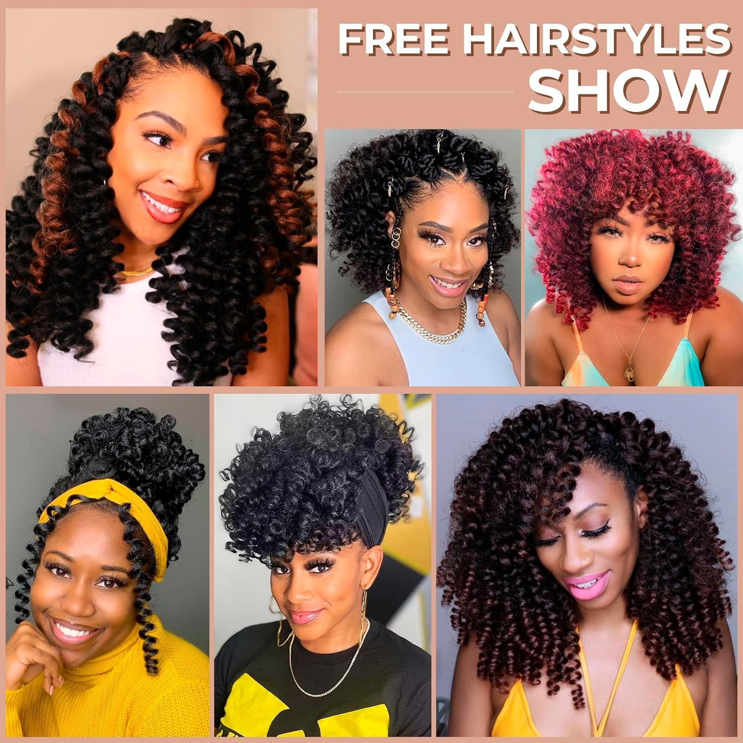 FAST SHIPPING 3-5 DAY WC | Toyotress Wand Curl Crochet Hair - 6 Inch 6 Packs Jet Black Jamaican Bounce Crochet Hair, Short Bob Curly Crochet Braids Bouncy Curls Synthetic Braiding Hair Extensions (6 Inch, 1-6P)