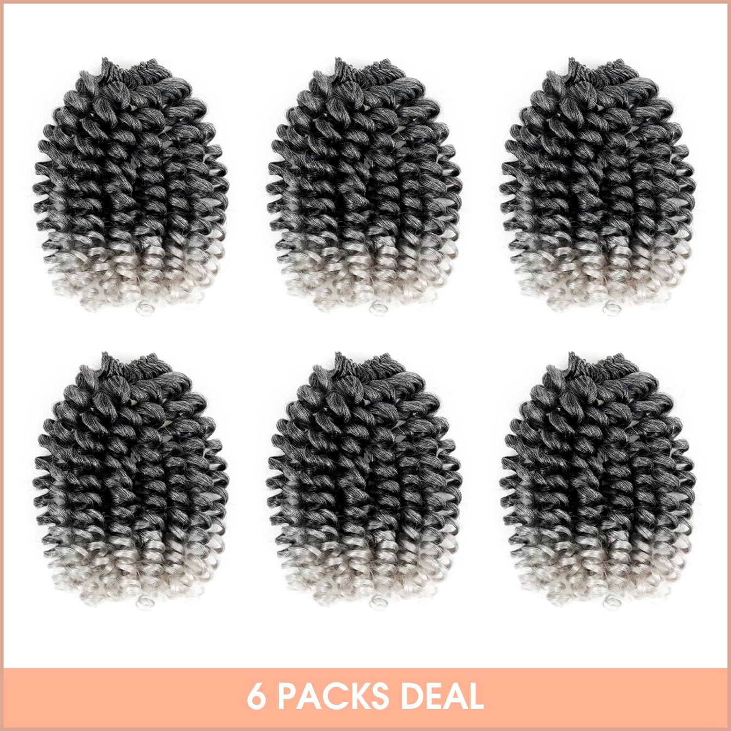 ( US ONLY) FAST SHIPPING WC | Toyotress Wand Curl Crochet Hair - 6 Packs Jet Black Jamaican Bounce Crochet Hair, Short Bob Curly Crochet Braids Bouncy Curls Synthetic Braiding Hair Extensions
