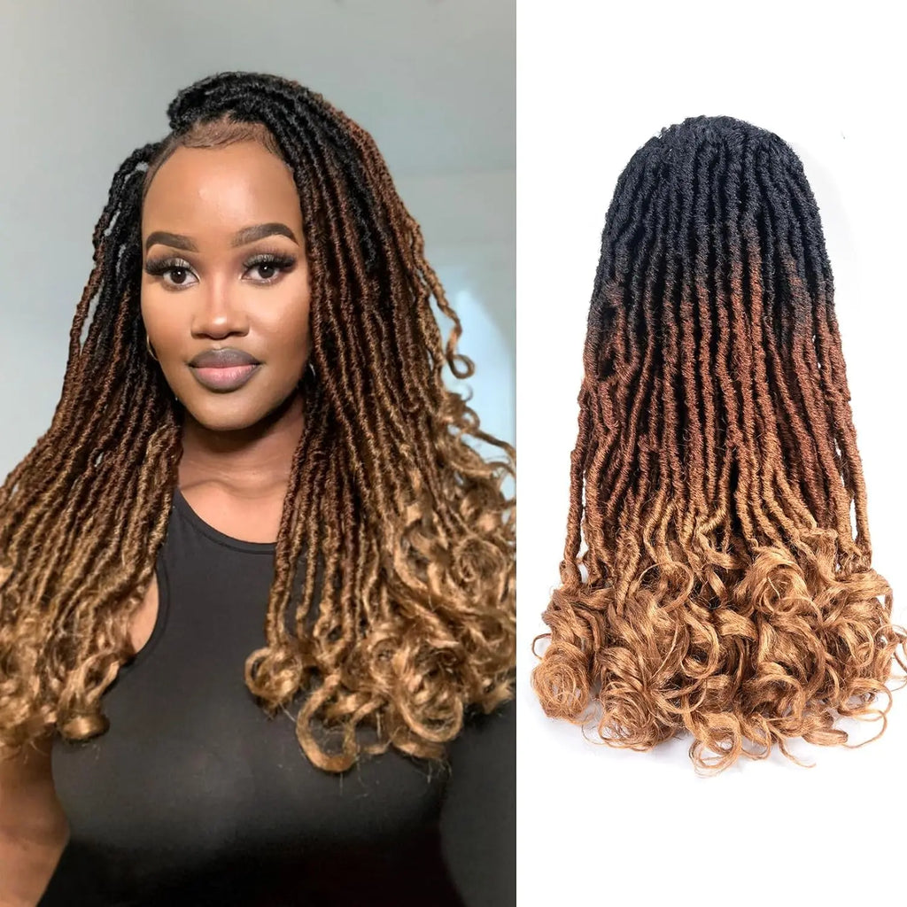 ( US ONLY) FAST SHIPPING FC | Toyotress® French Curl Locs Crochet Hair Curly Faux Locs 8 Packs Black Pre-Looped Crochet Hair with Curly ends Crochet Hair with Soft Curly Wave Ends Hair Extensions Toyotress