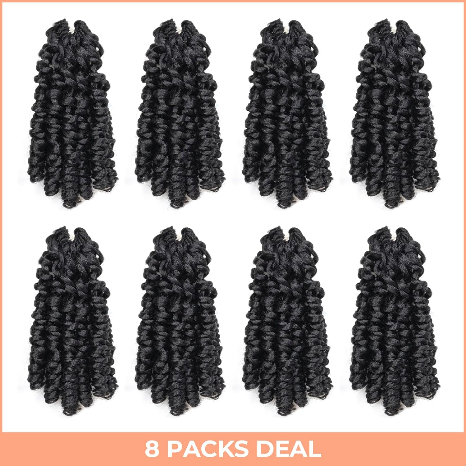 FAST SHIPPING 3-5 DAY WC | Toyotress Wand Curl Crochet Hair - 6 Inch 6 Packs Jet Black Jamaican Bounce Crochet Hair, Short Bob Curly Crochet Braids Bouncy Curls Synthetic Braiding Hair Extensions (6 Inch, 1-6P)