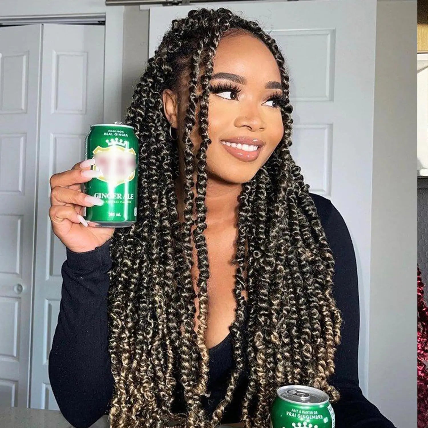 ( US ONLY) FAST SHIPPING NB | Toyotress® Tiana Passion Twist Hair - Pre-twisted Crochet Braids Natural Black, Pre-looped Synthetic Braiding Hair Extensions Toyotress