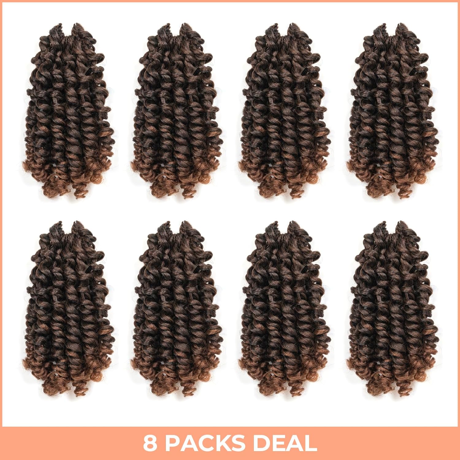 FAST SHIPPING 3-5 DAY WC | Toyotress Wand Curl Crochet Hair - 6 Inch 6 Packs Jet Black Jamaican Bounce Crochet Hair, Short Bob Curly Crochet Braids Bouncy Curls Synthetic Braiding Hair Extensions (6 Inch, 1-6P)