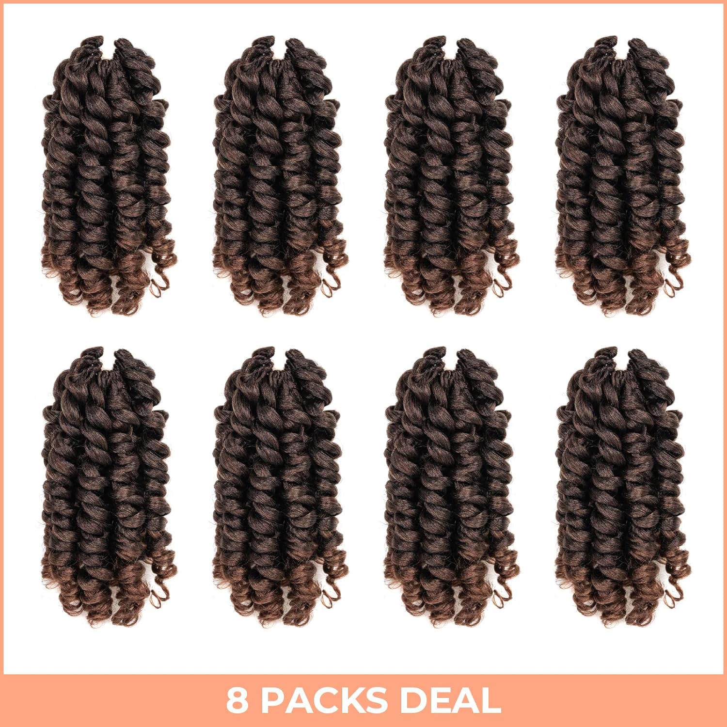 FAST SHIPPING 3-5 DAY WC | Toyotress Wand Curl Crochet Hair - 6 Inch 6 Packs Jet Black Jamaican Bounce Crochet Hair, Short Bob Curly Crochet Braids Bouncy Curls Synthetic Braiding Hair Extensions (6 Inch, 1-6P)