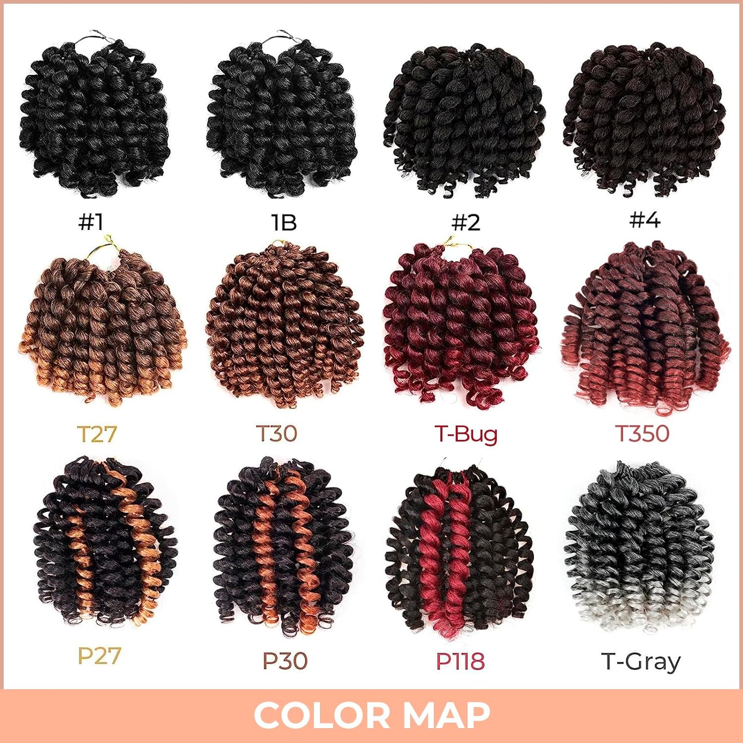 FAST SHIPPING 3-5 DAY WC | Toyotress Wand Curl Crochet Hair - 6 Inch 6 Packs Jet Black Jamaican Bounce Crochet Hair, Short Bob Curly Crochet Braids Bouncy Curls Synthetic Braiding Hair Extensions (6 Inch, 1-6P)