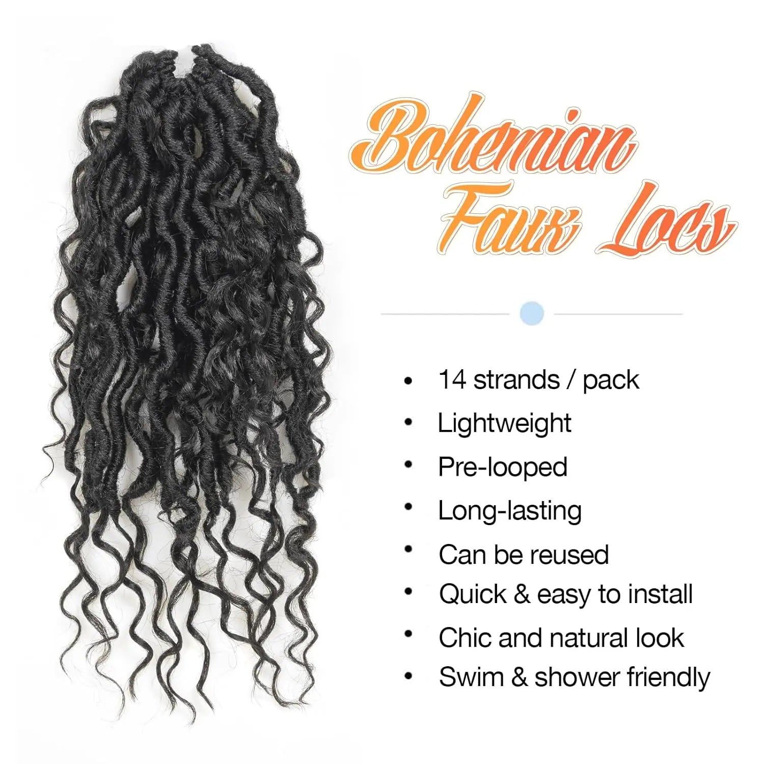 ( US ONLY) FAST SHIPPING GL | Toyotress® Curly Locs Crochet Hair - Natural Black Pre-twisted Faux Locs Crochet Braids, Short Pre-looped Synthetic Braiding Hair Extensions Toyotress