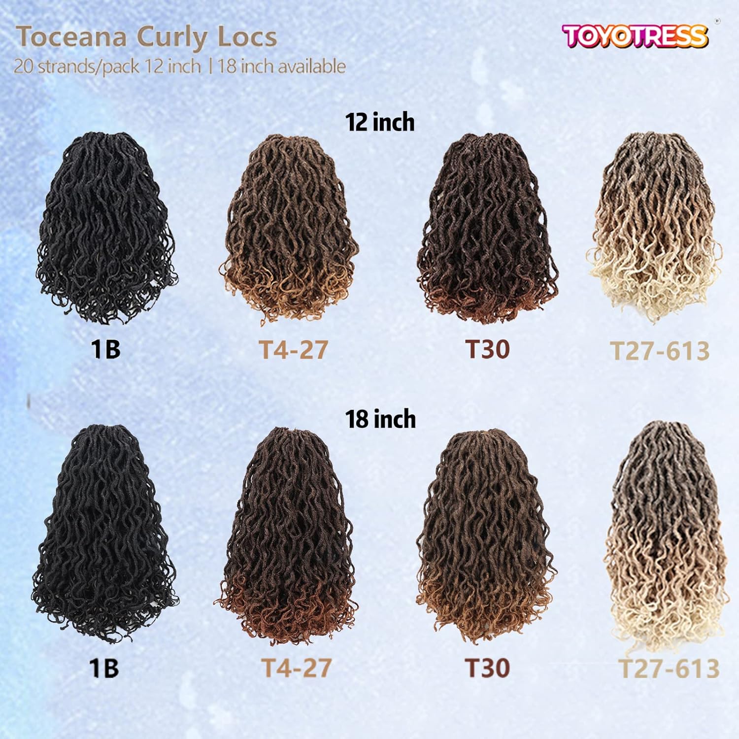 FAST SHIPPING 3-5 DAY GL | ToyoTress Curly Locs Crochet Hair - Natural Black Pre-twisted Faux Locs Crochet Braids, Short Pre-looped Synthetic Braiding Hair Extensions