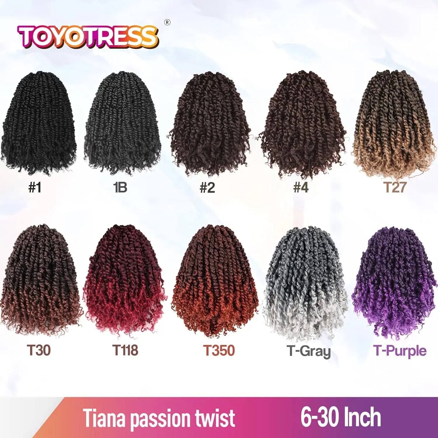 ( US ONLY) FAST SHIPPING NB | Toyotress® Tiana Passion Twist Hair - Pre-twisted Crochet Braids Natural Black, Pre-looped Synthetic Braiding Hair Extensions Toyotress