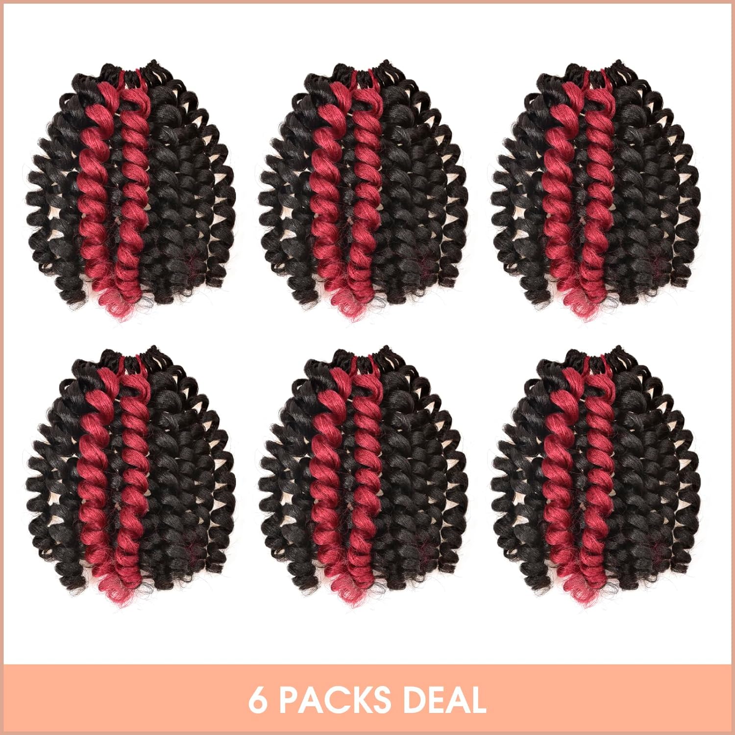 ( US ONLY) FAST SHIPPING WC | Toyotress Wand Curl Crochet Hair - 6 Packs Jet Black Jamaican Bounce Crochet Hair, Short Bob Curly Crochet Braids Bouncy Curls Synthetic Braiding Hair Extensions