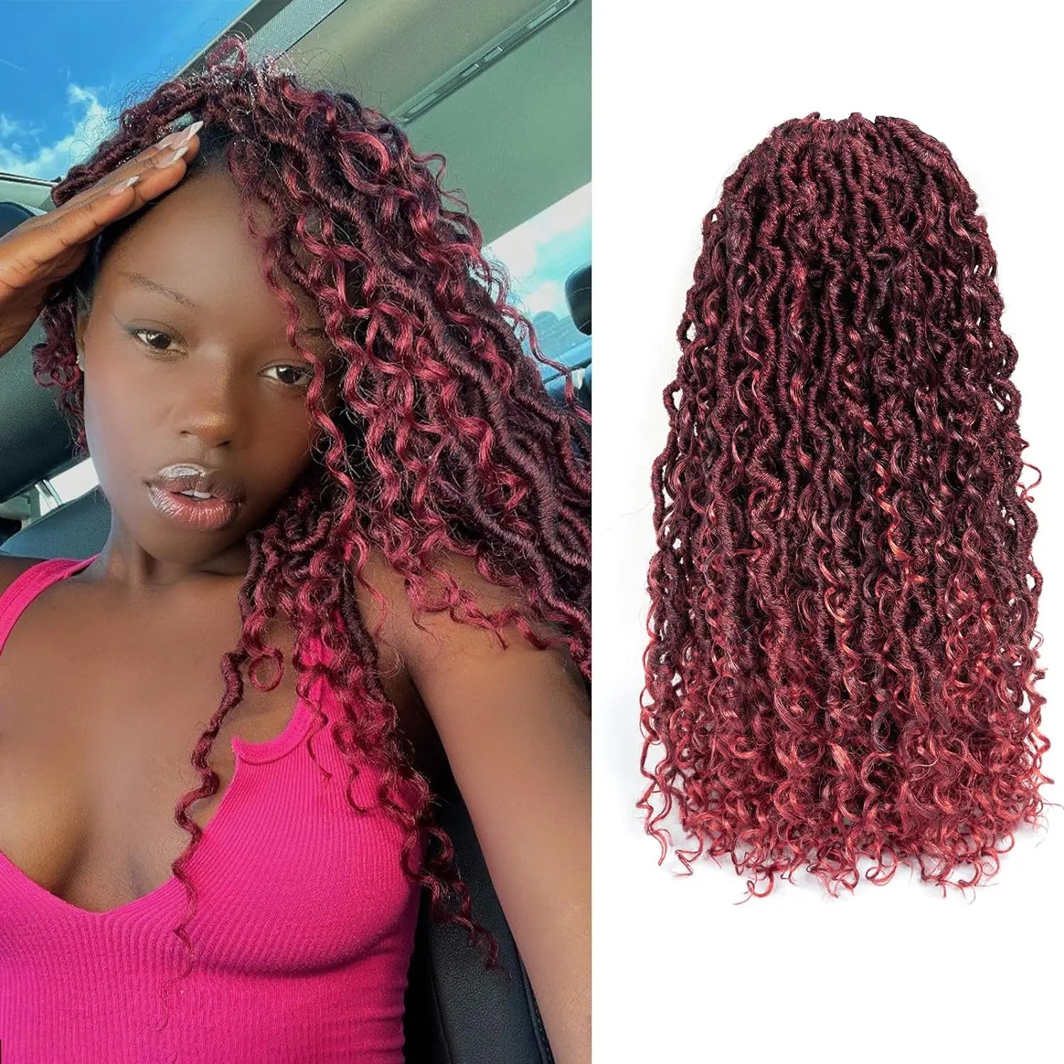 ( US ONLY) FAST SHIPPING GL | Toyotress® Curly Locs Crochet Hair - Natural Black Pre-twisted Faux Locs Crochet Braids, Short Pre-looped Synthetic Braiding Hair Extensions Toyotress