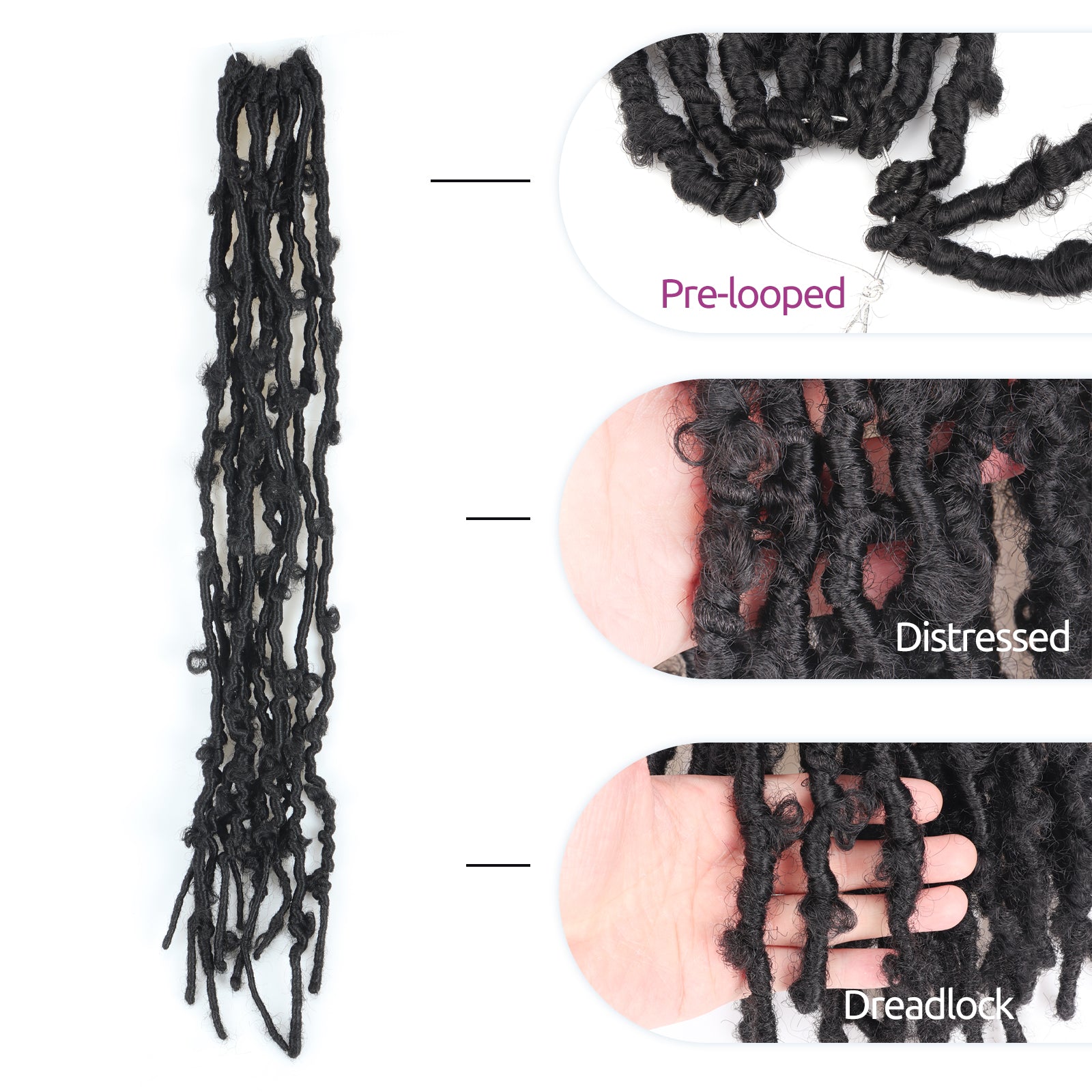 Butterfly Locs 24 inches Pre-twisted Distressed Synthetic Crochet Hair - Toyotress