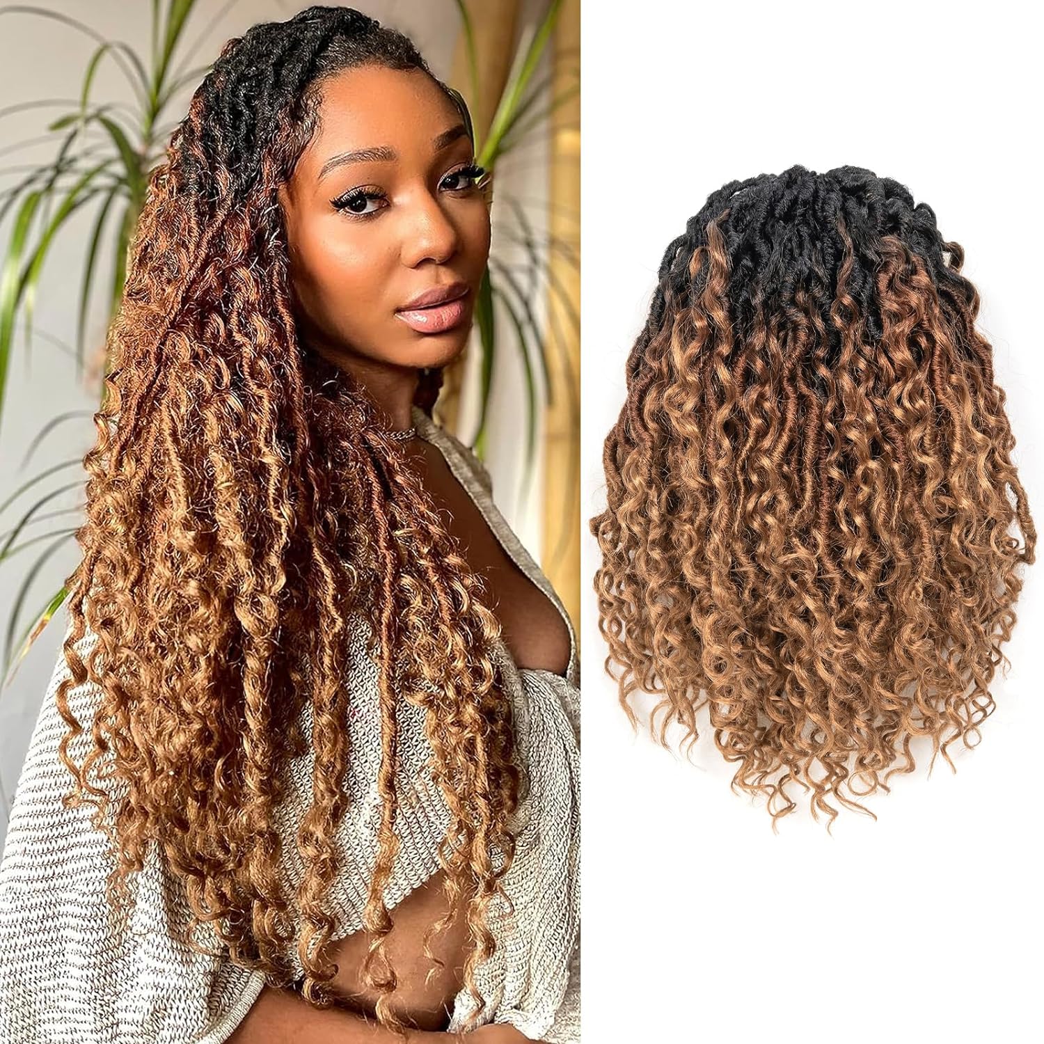 FAST SHIPPING 3-5 DAY GL | ToyoTress Curly Locs Crochet Hair - Natural Black Pre-twisted Faux Locs Crochet Braids, Short Pre-looped Synthetic Braiding Hair Extensions