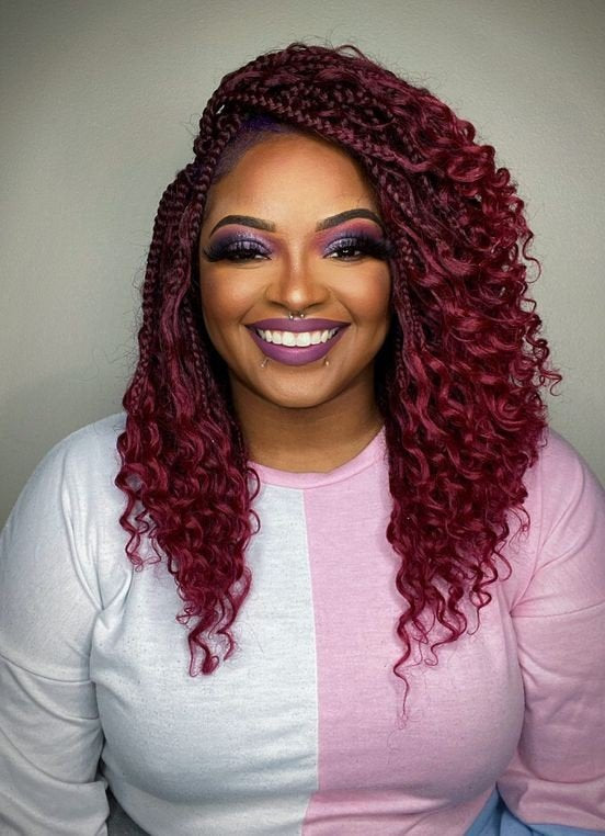 𝕮𝖆𝖓𝖈𝖊𝖗 | Bohemian Box Braid with Curl  12-20 Inch | Pre-Twisted Pre-Looped Crochet Synthetic Braiding Hair