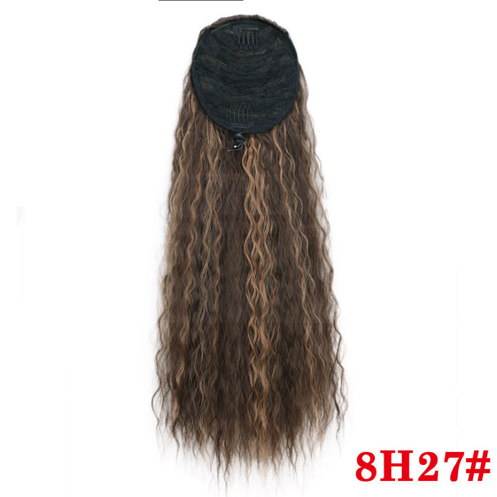 TOYOTRESS 22 INCHES LONG CORN WAVE PONYTAIL EXTENSION DRAWSTRING PONYTAIL WAVY SYNTHETIC WIG