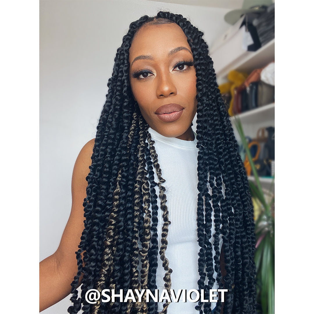 Tiana Passion Twist Hair - 30 inches (12 strands/pack) Pre-Twisted Pre-Looped Passion Twists Crochet Braids Made Of Bohemian Hair Synthetic Braiding Hair Extension - Toyotress