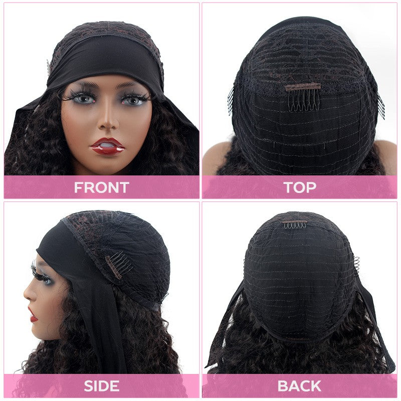 Headband Wig Short Bob Wig Water Wave Human Hair Wigs - Toyotress